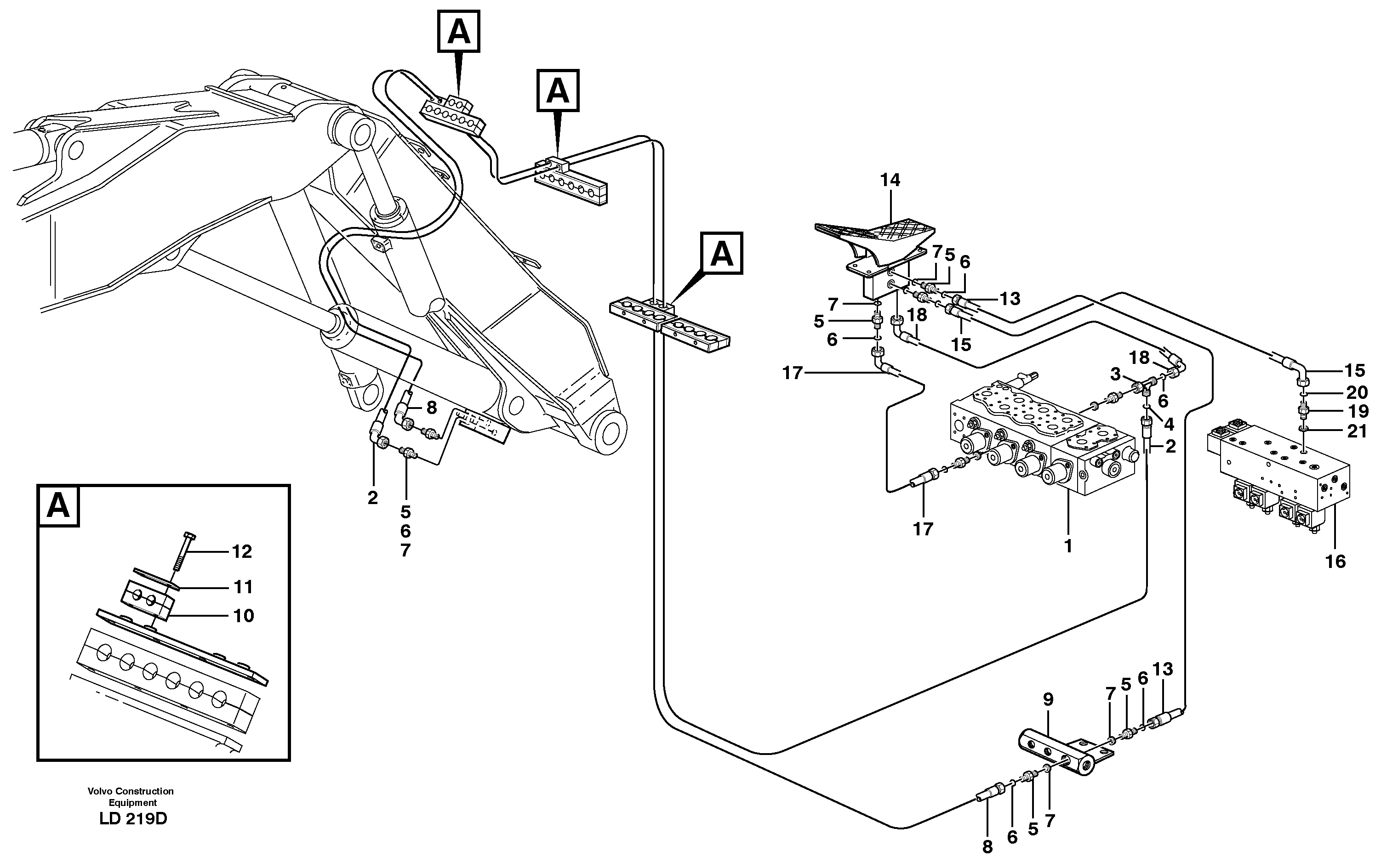 Servo hydraulics, adjustable boom. X2  14302828, 14303047 — volvo parts diagram