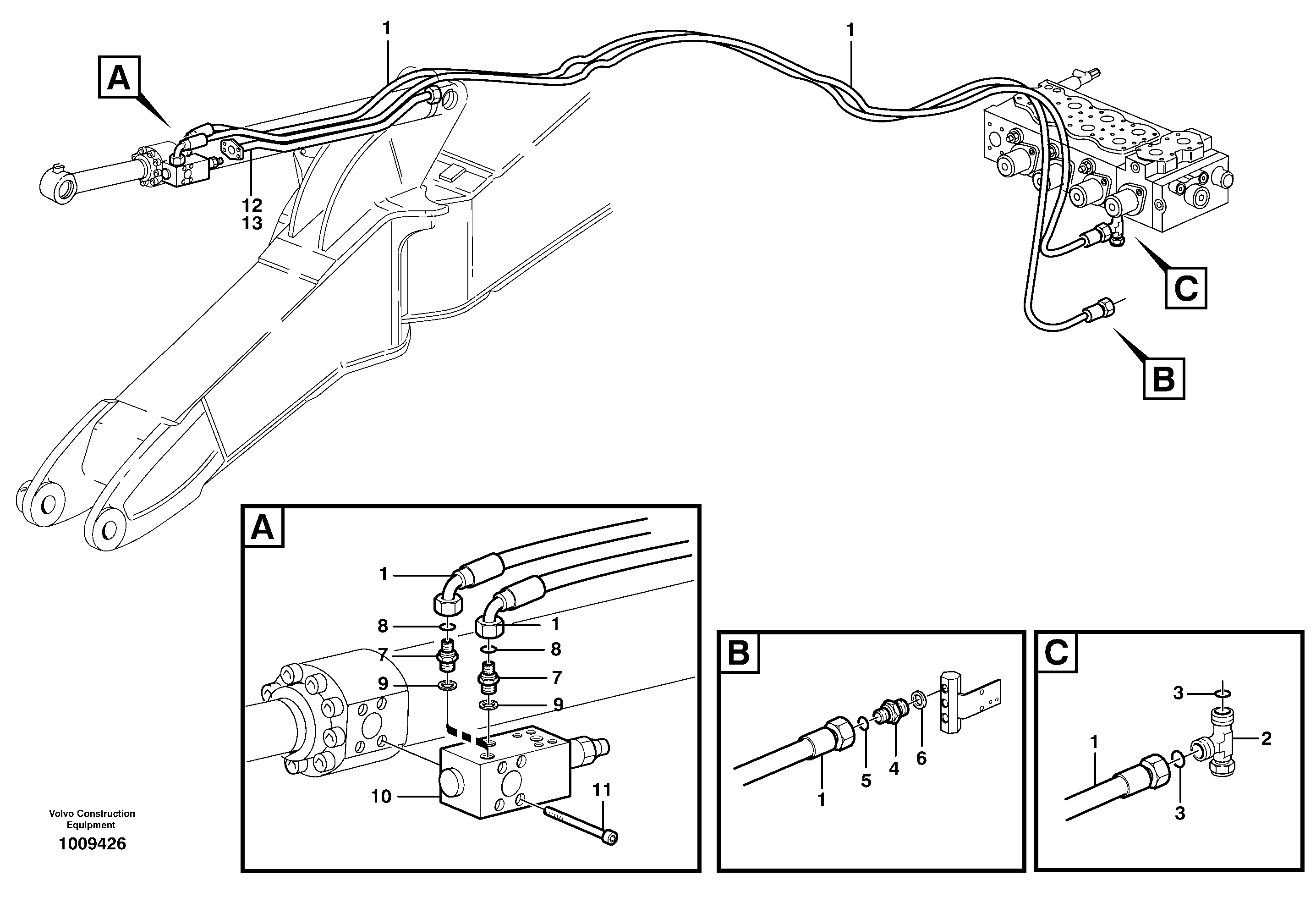 Servo hydraulics, Hose rupture valve 2PC  14225112 — volvo parts diagram