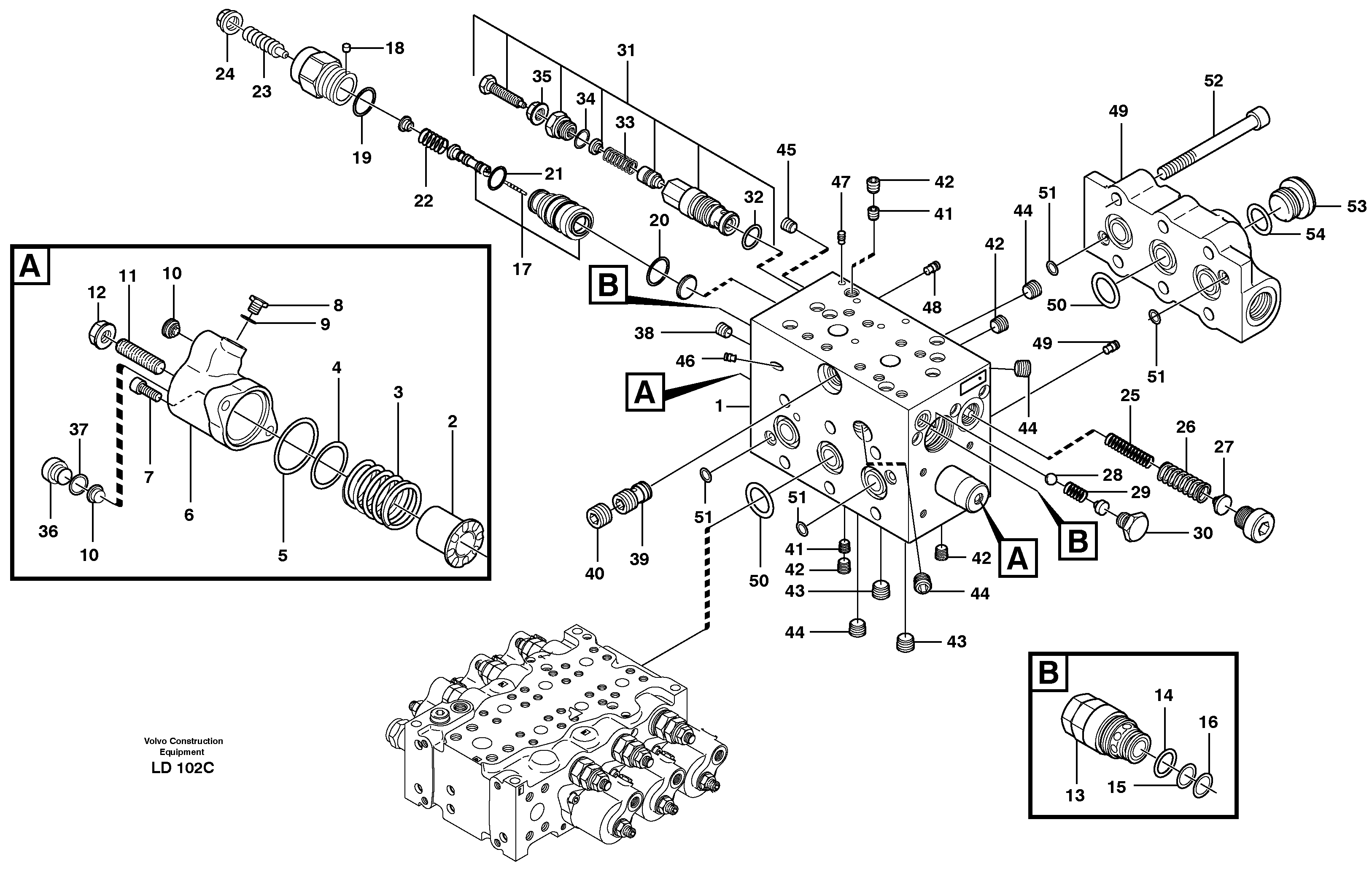 Control valve, swivel  SER NO - 1391 — volvo parts diagram