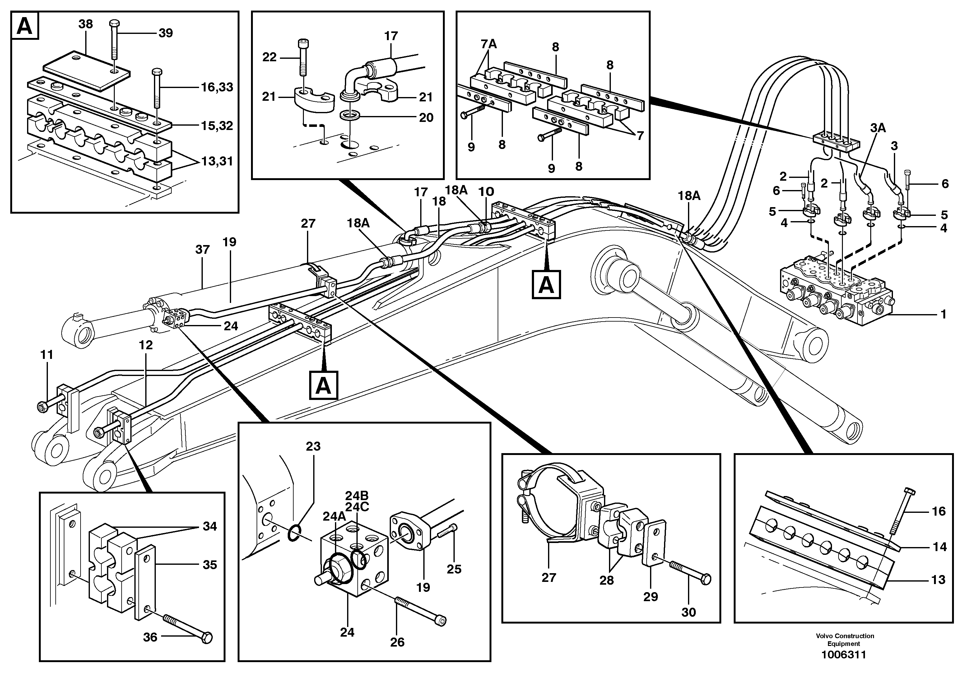 Hydraulic system, mono boom  14302827 — volvo parts diagram