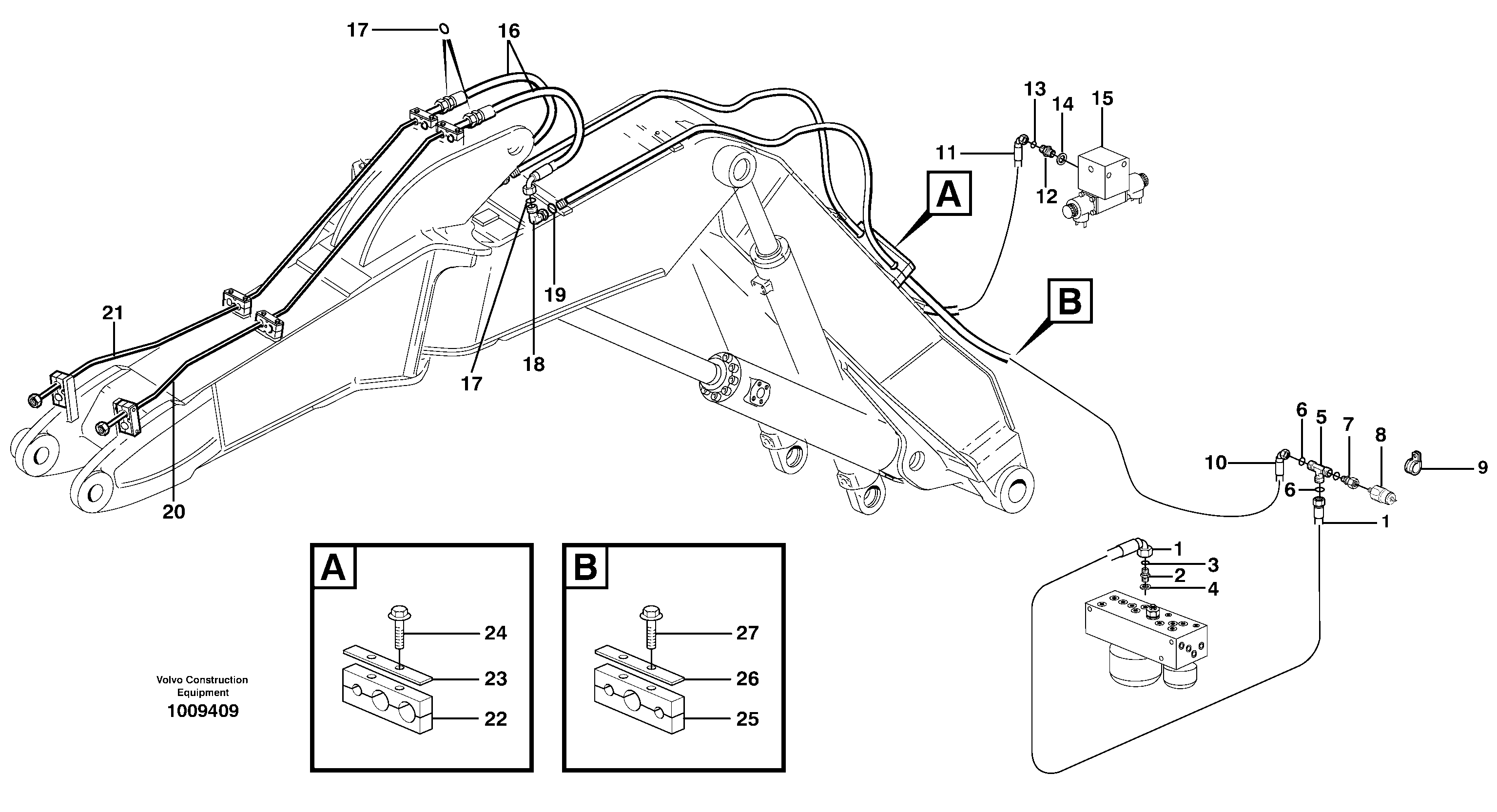 Attachment hydraulics, offset special 2pc  14225047 — volvo parts diagram