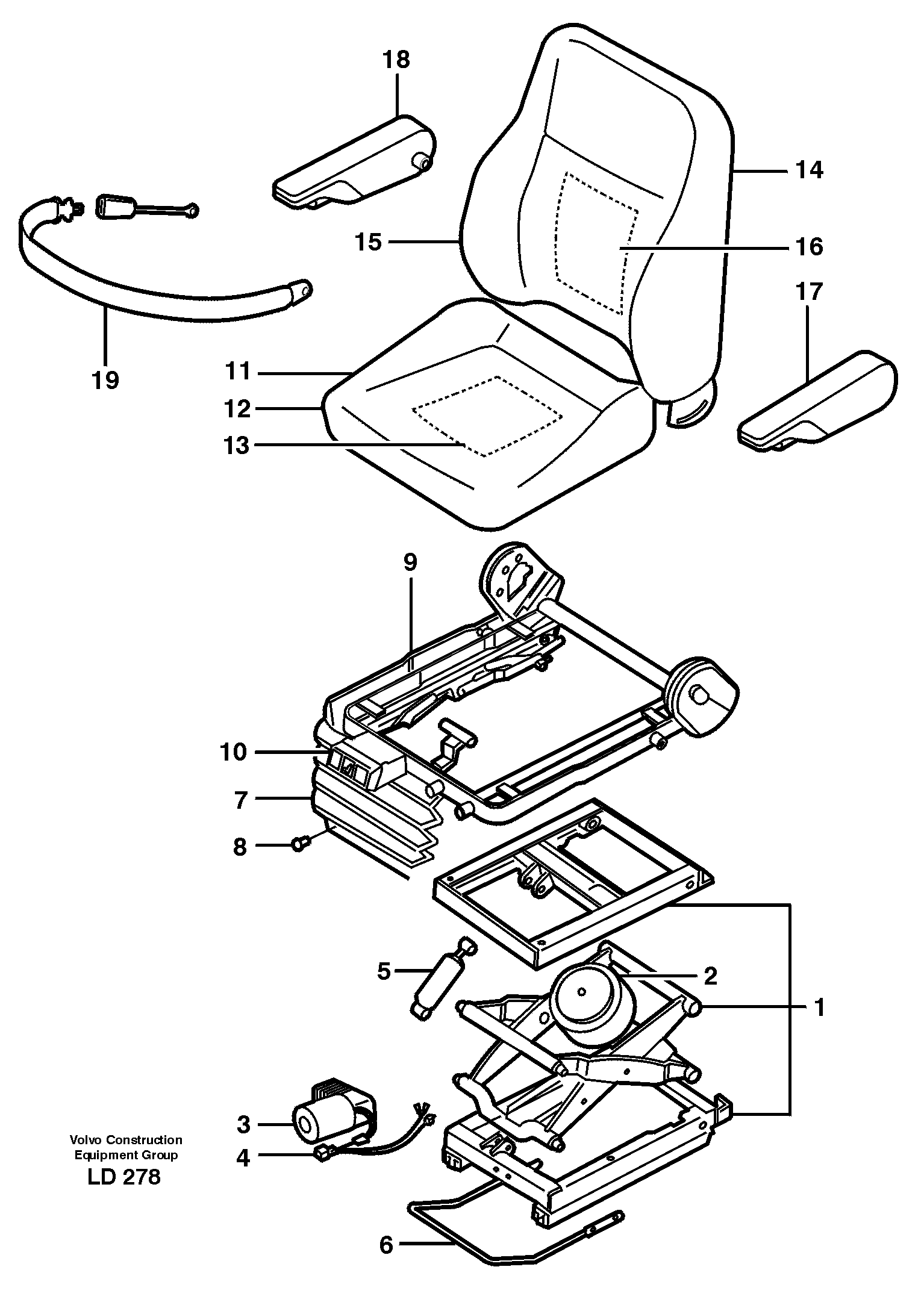 Operator seat, pneumatic, Isri  14302812, 14302883 — volvo parts diagram