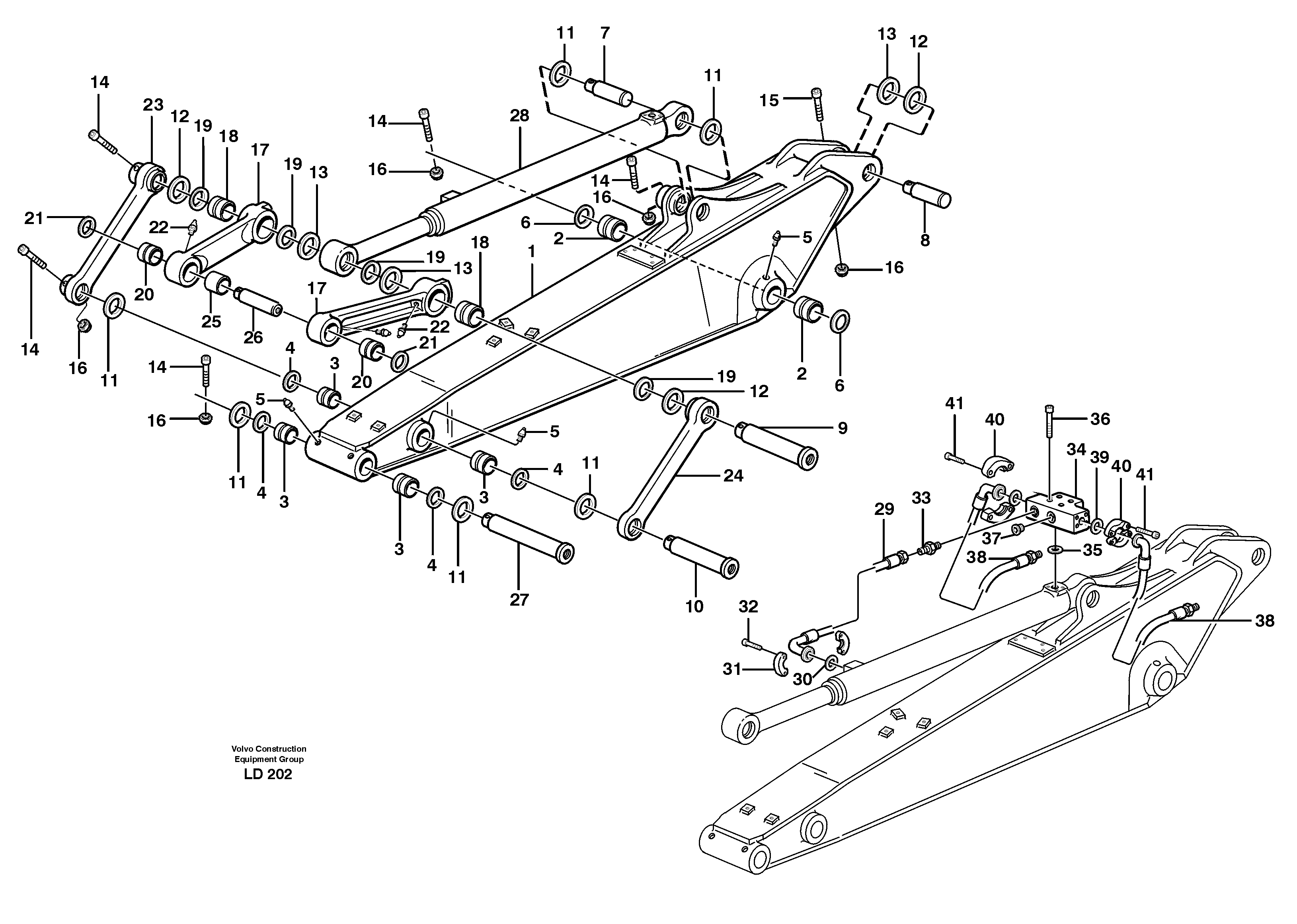 Dipper arm incl. connect.  14302830, 14302831, 14302832, 14302833 — volvo parts diagram