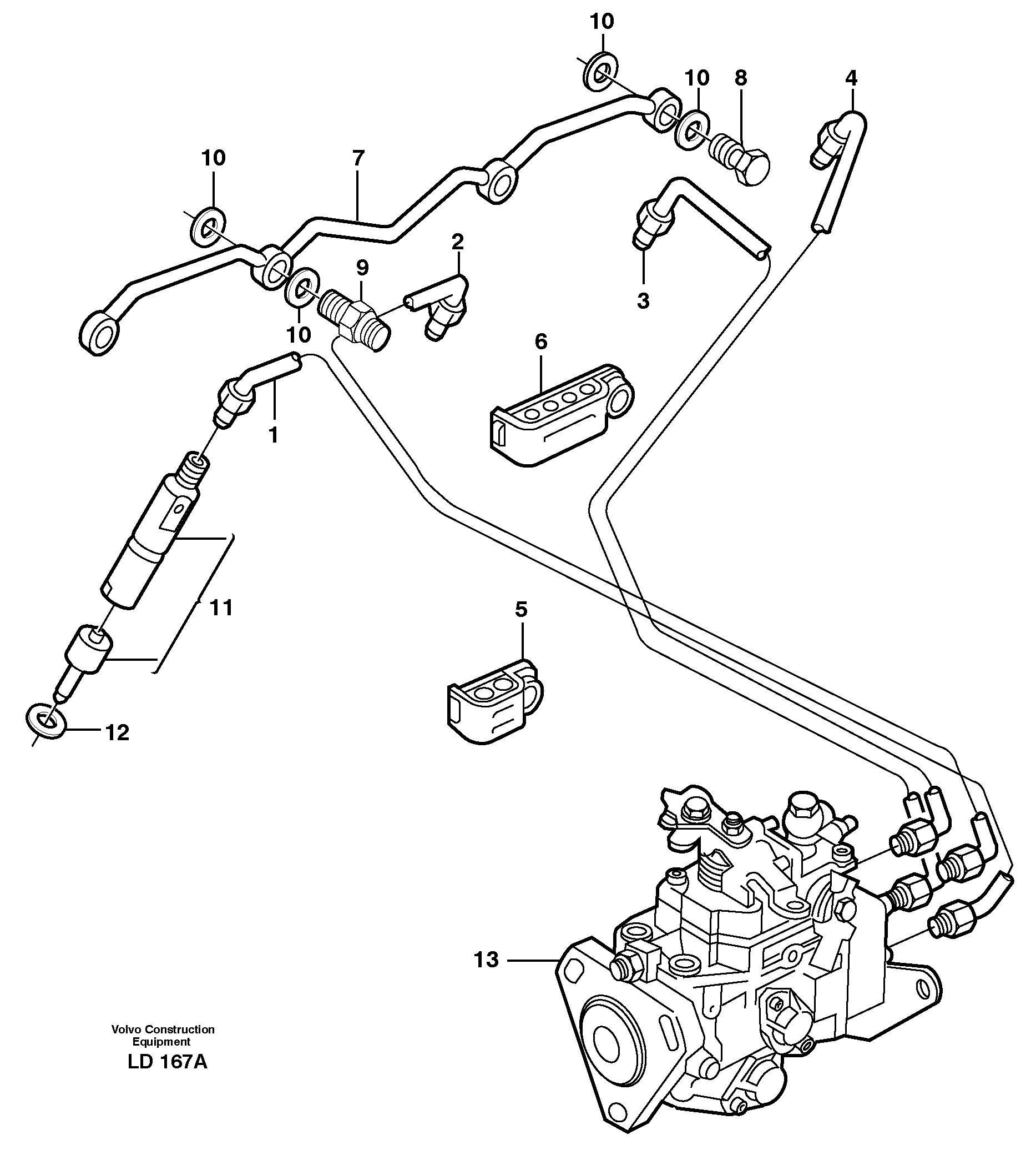 Fuel lines, injectors — volvo parts diagram