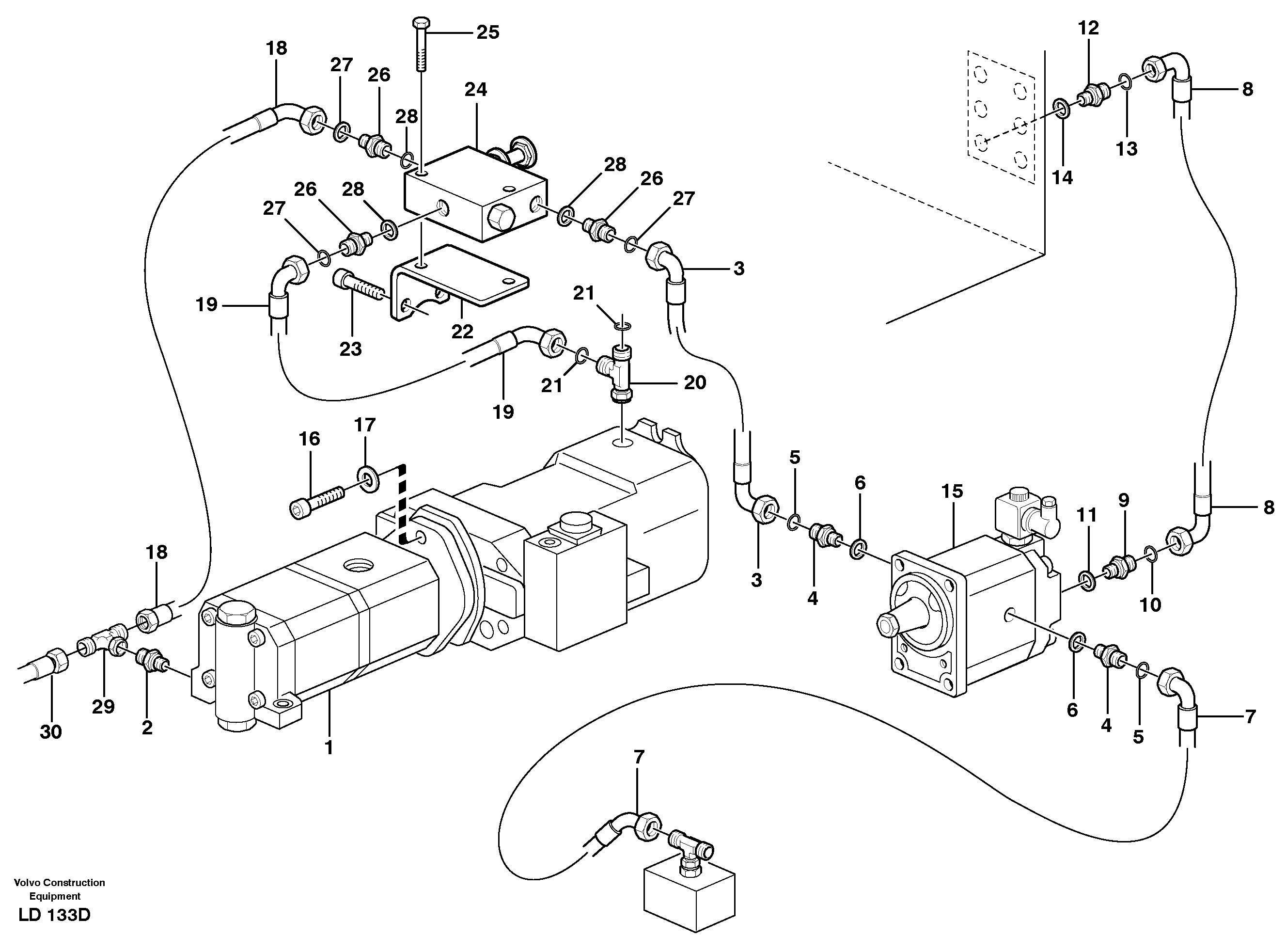 Hydraulic system, cooler  SER NO - 1620 — volvo parts diagram