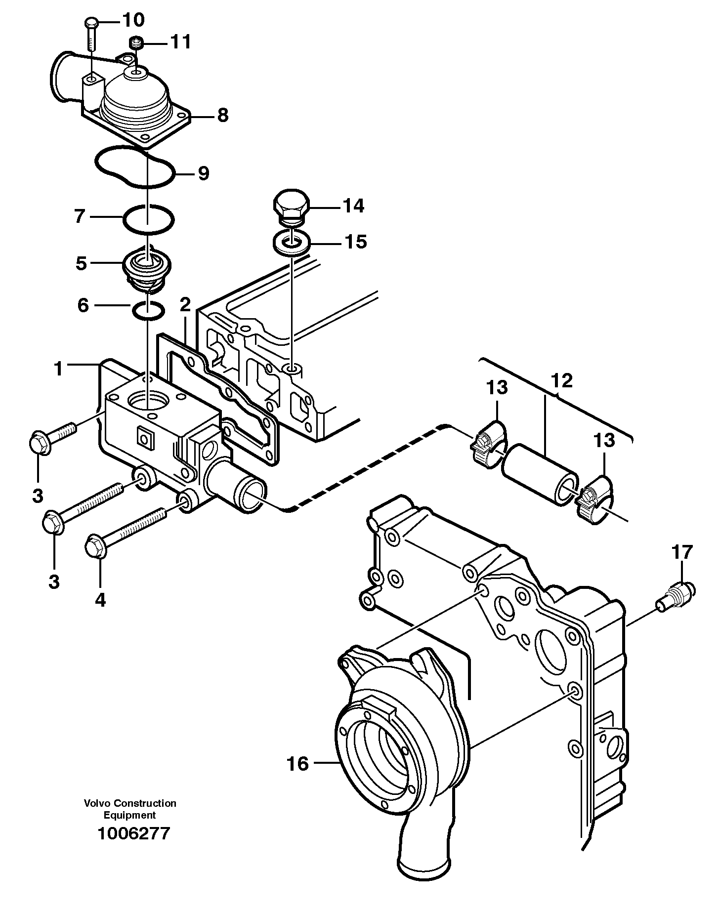 Thermostat housing — volvo parts diagram