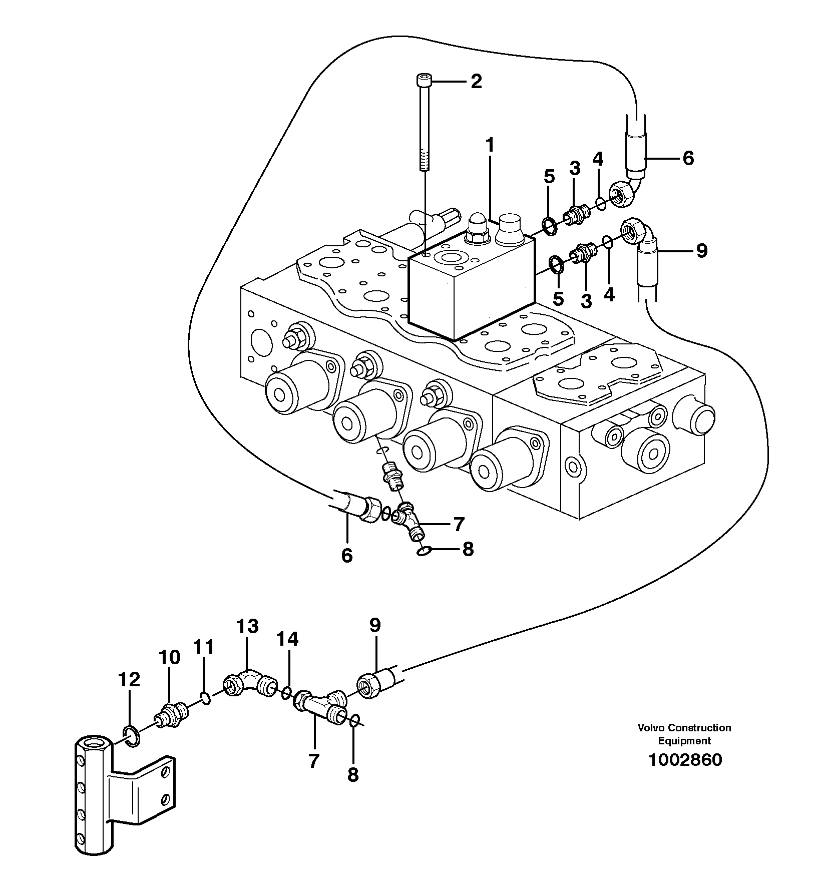 Hoser rupture valve for bucket  14311185 — volvo parts diagram