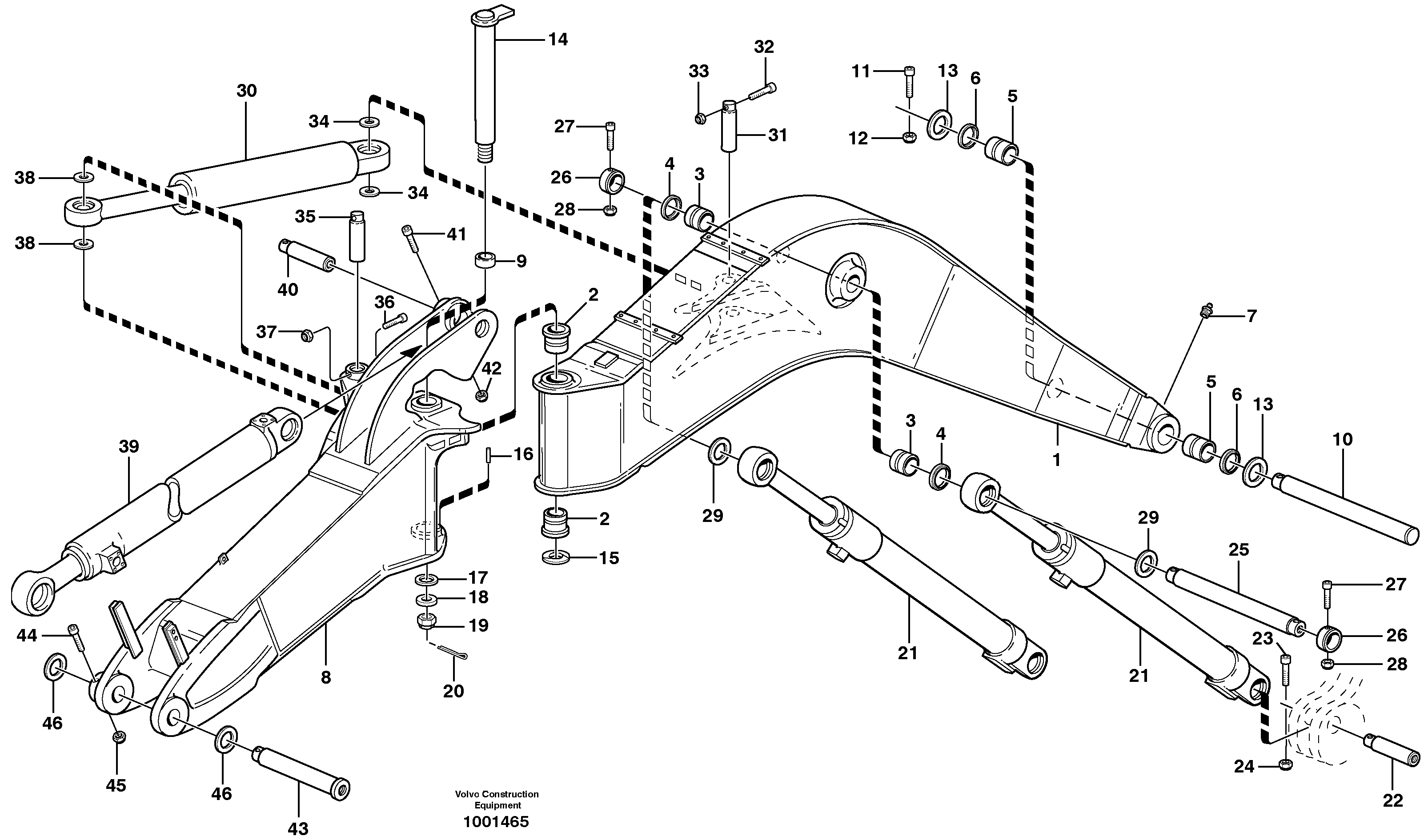 Backhoe boom,offset  14302829 — volvo parts diagram