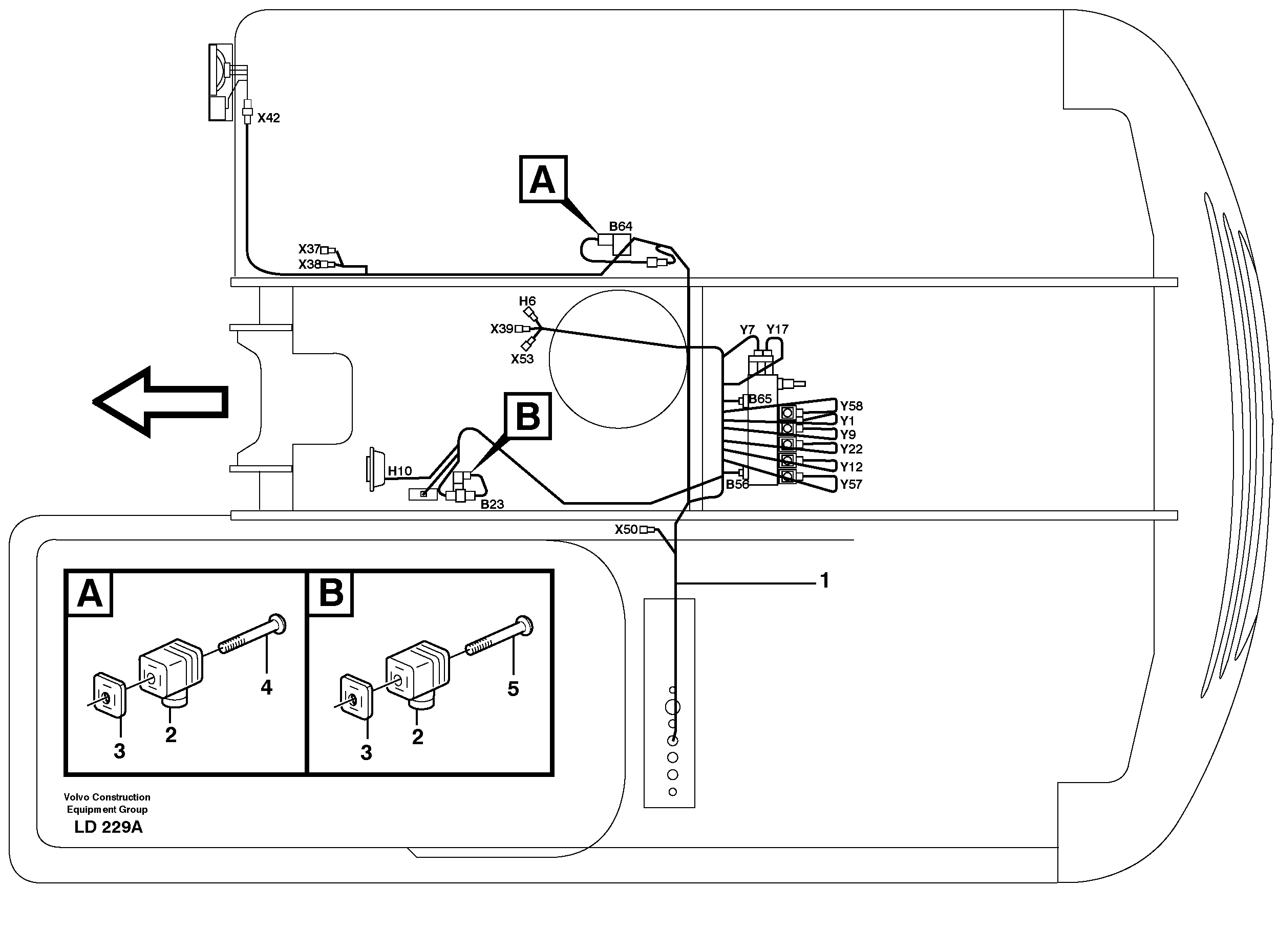 Cable harnesses, upper section, L6, L7 — volvo parts diagram