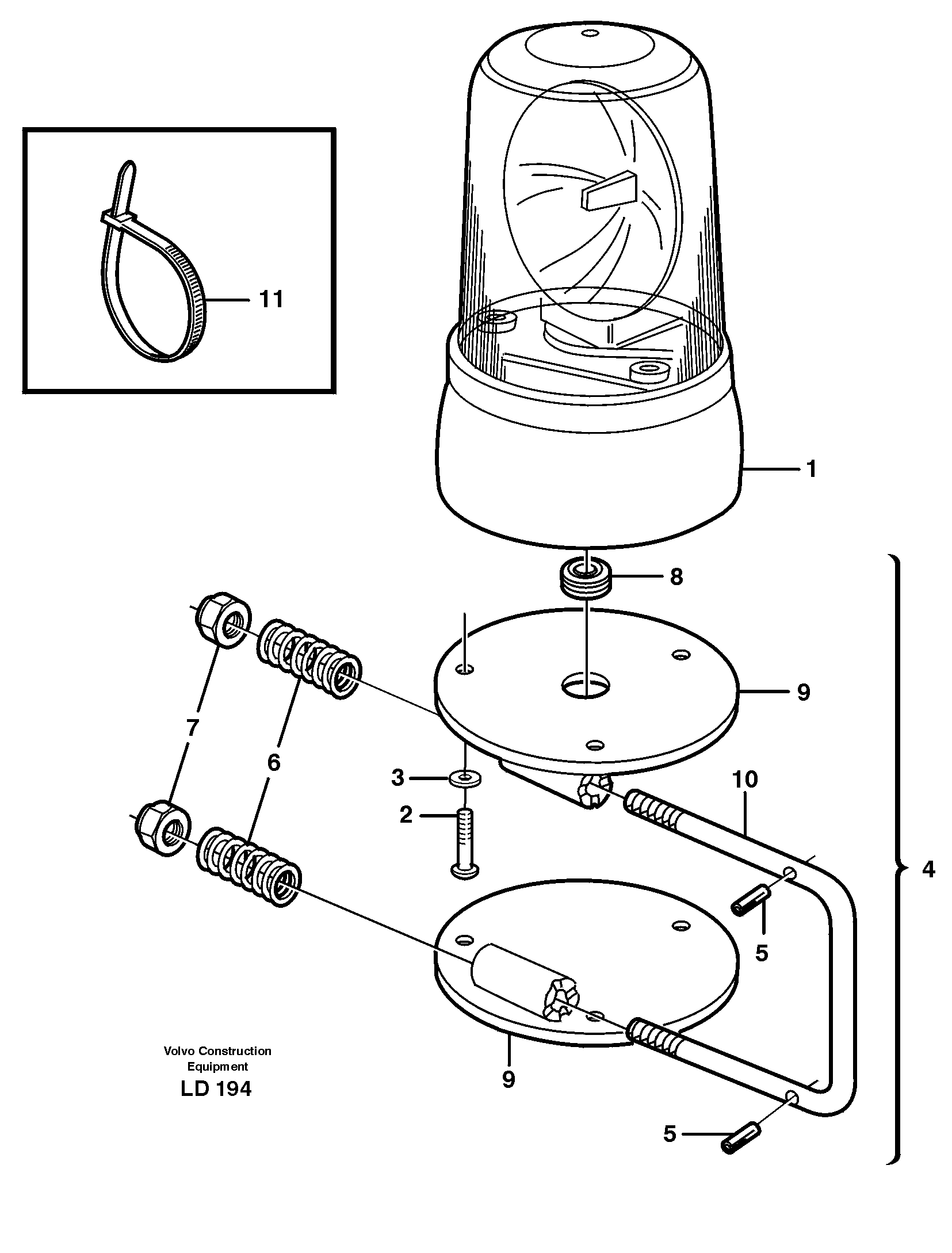 Rotating beacon  14302815 — volvo parts diagram