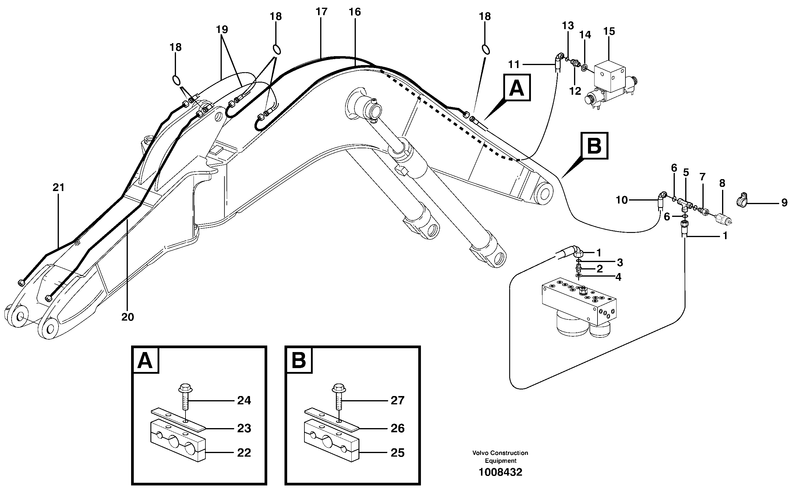 Equipment hydraulics, offset  14303069 — volvo parts diagram