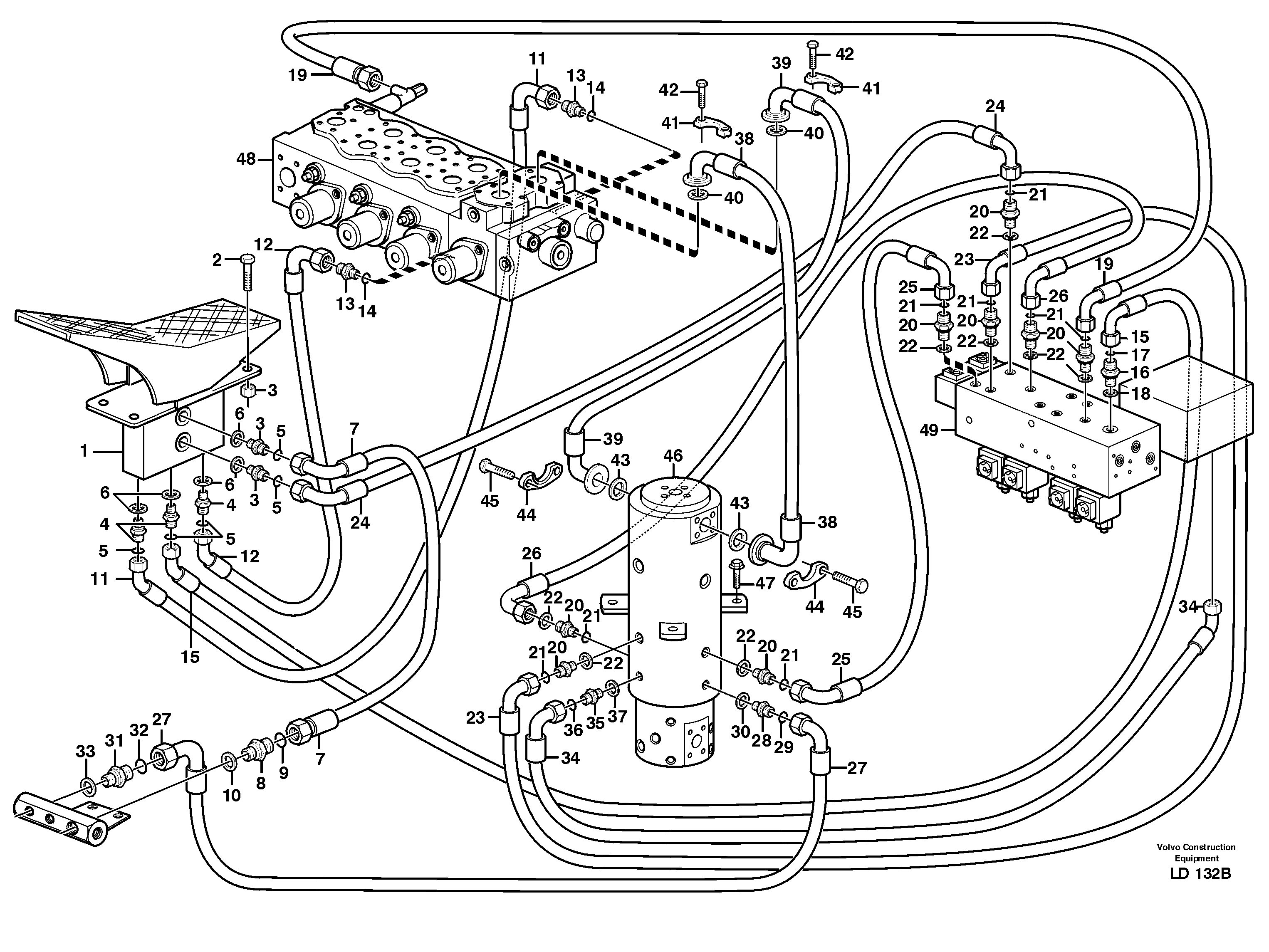 Hydraulic system, transport in uppercarrige  SER NO - 1690 — volvo parts diagram
