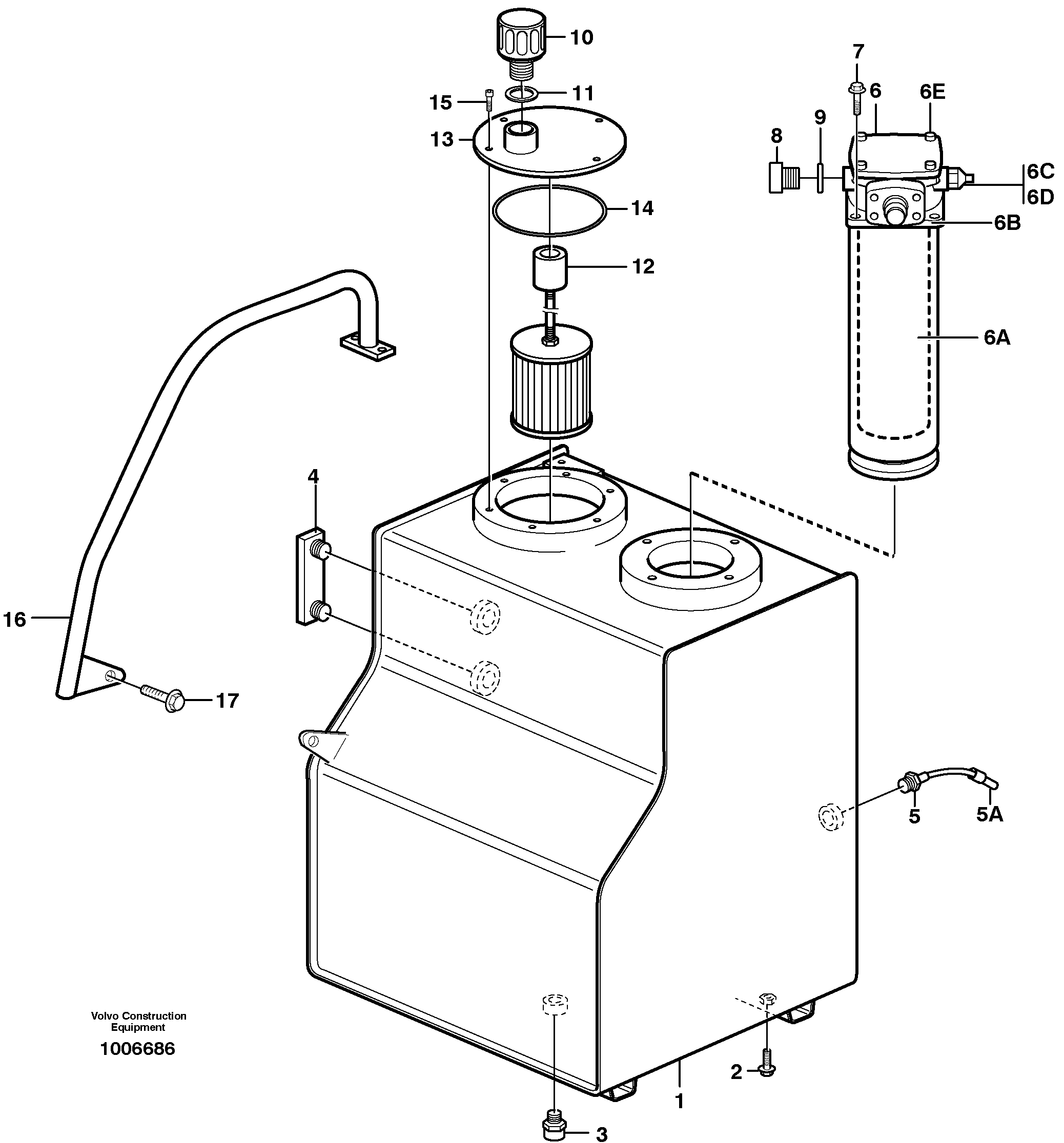 Hydraulic oil tank  SER NO - 1297 — volvo parts diagram