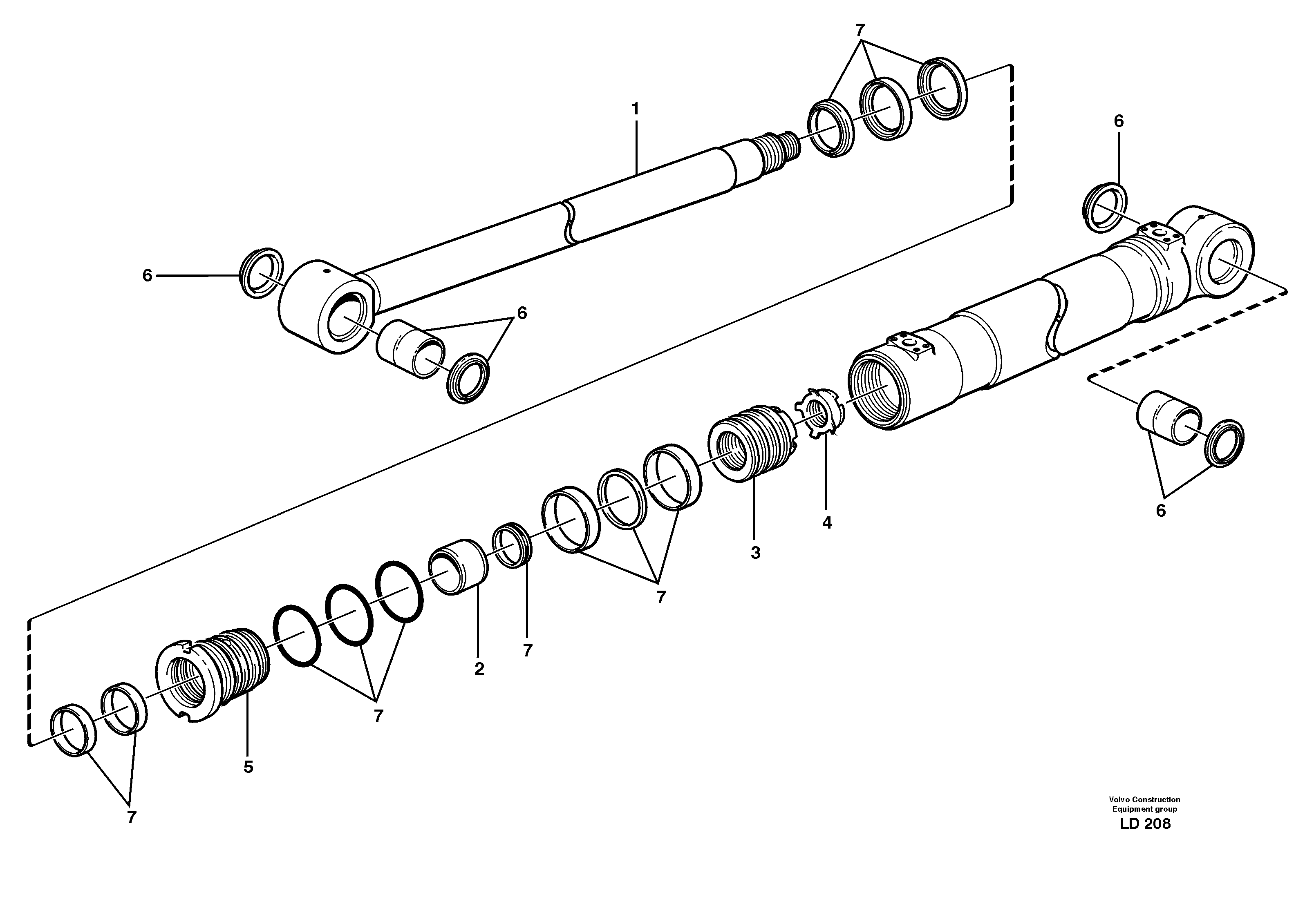 Boom cylinder  14302827, 14302828, 14302829, 14225046 — volvo parts diagram