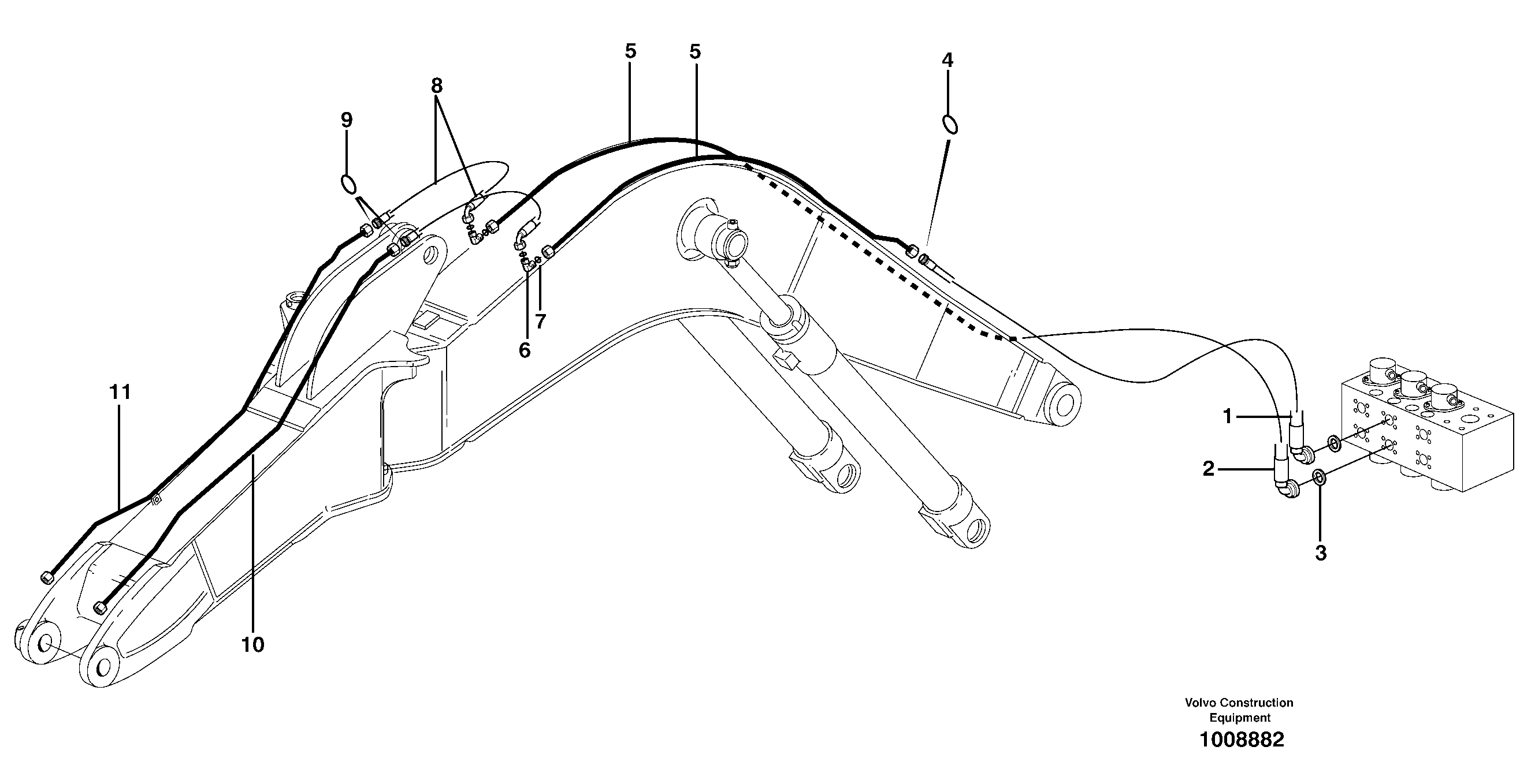 Hydr. equipm. on dipper arm, X1  14225044 — volvo parts diagram
