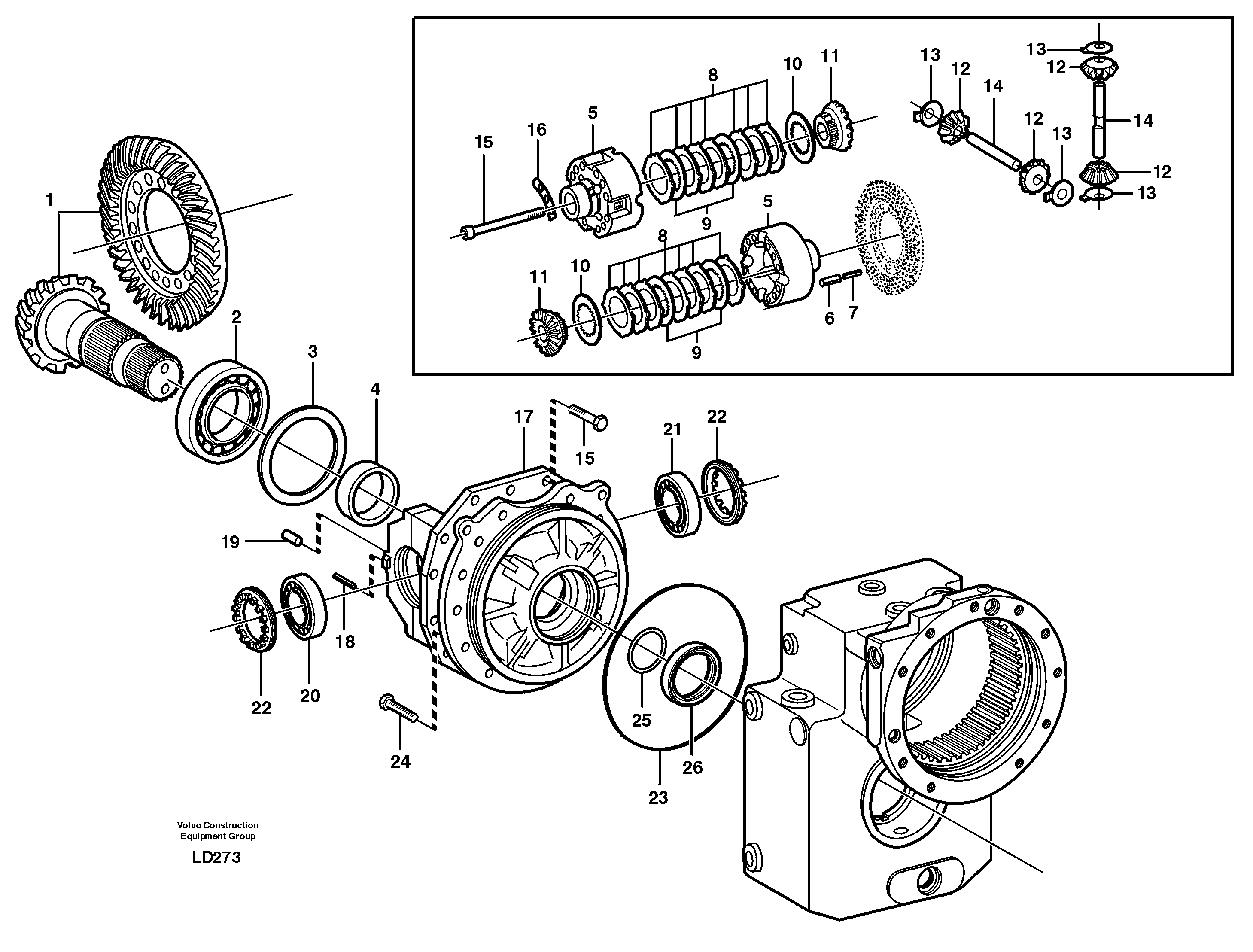 Rear axle, Differential  14302882, 14302781 — volvo parts diagram