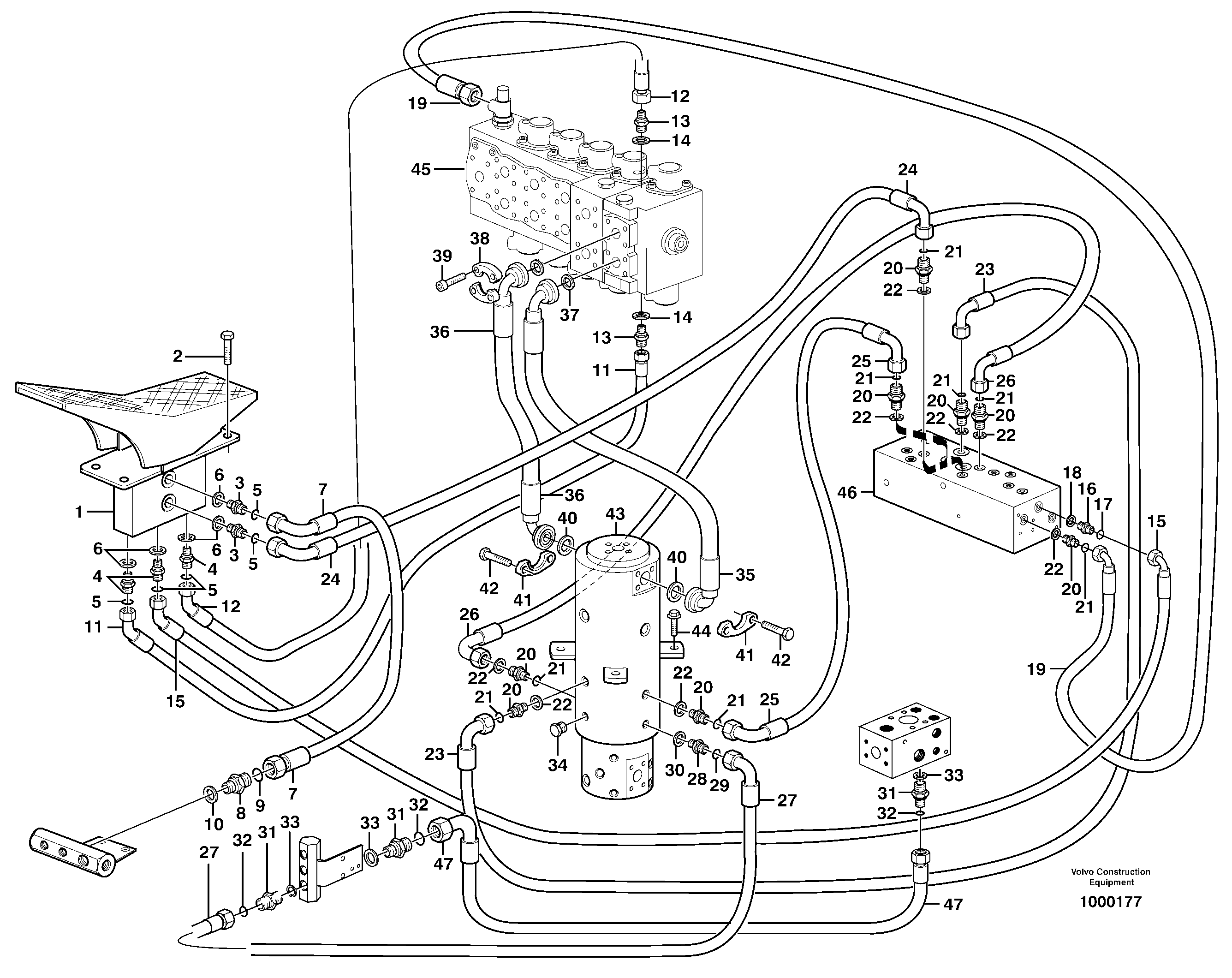 Hydraulic system, transport in uppercarrige  SER NO 1691 - — volvo parts diagram