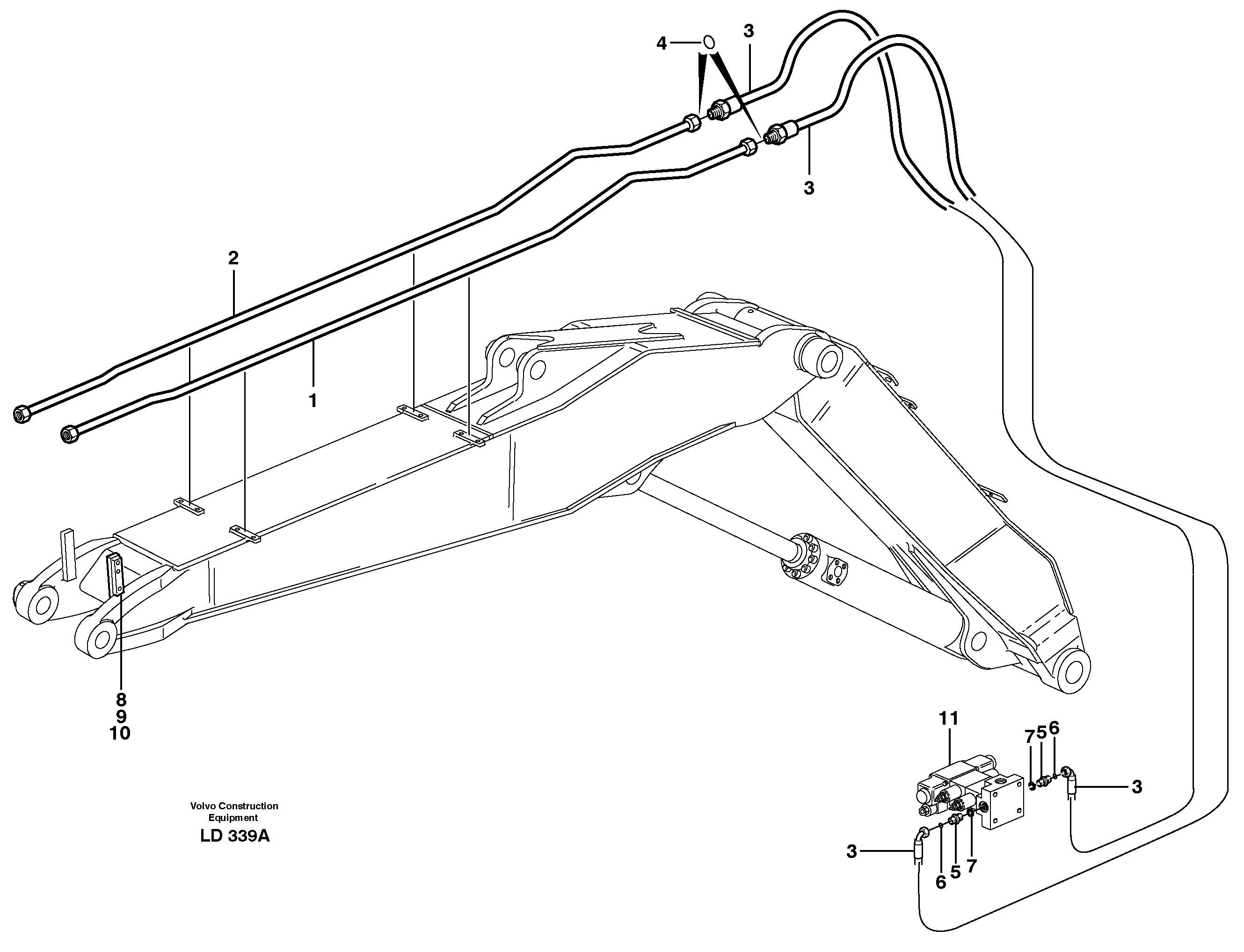 Hydr. equipm. on adjustable boom , 5,1m.  X3  14303051 — volvo parts diagram