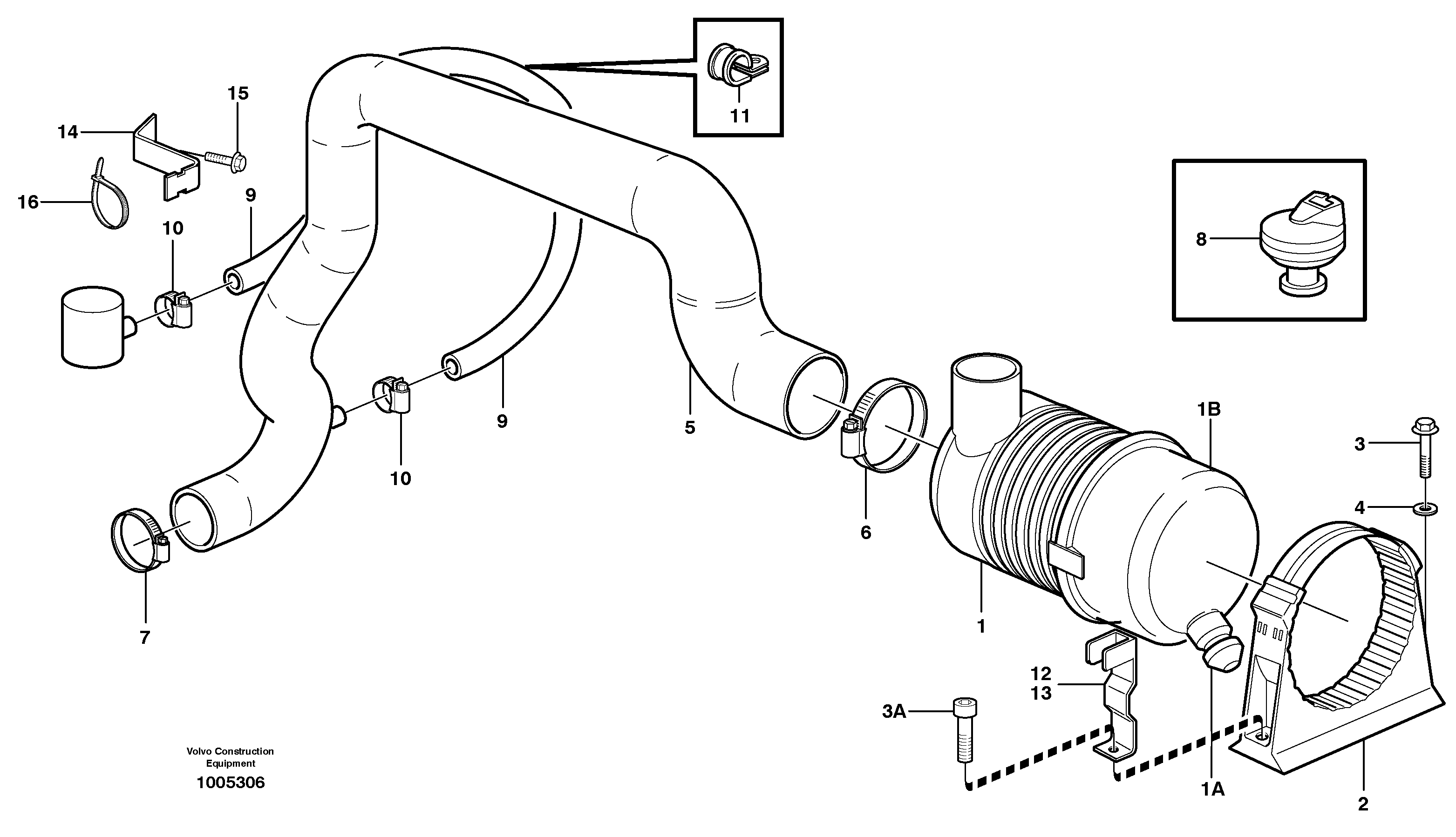 Air filter with fitting parts — volvo parts diagram