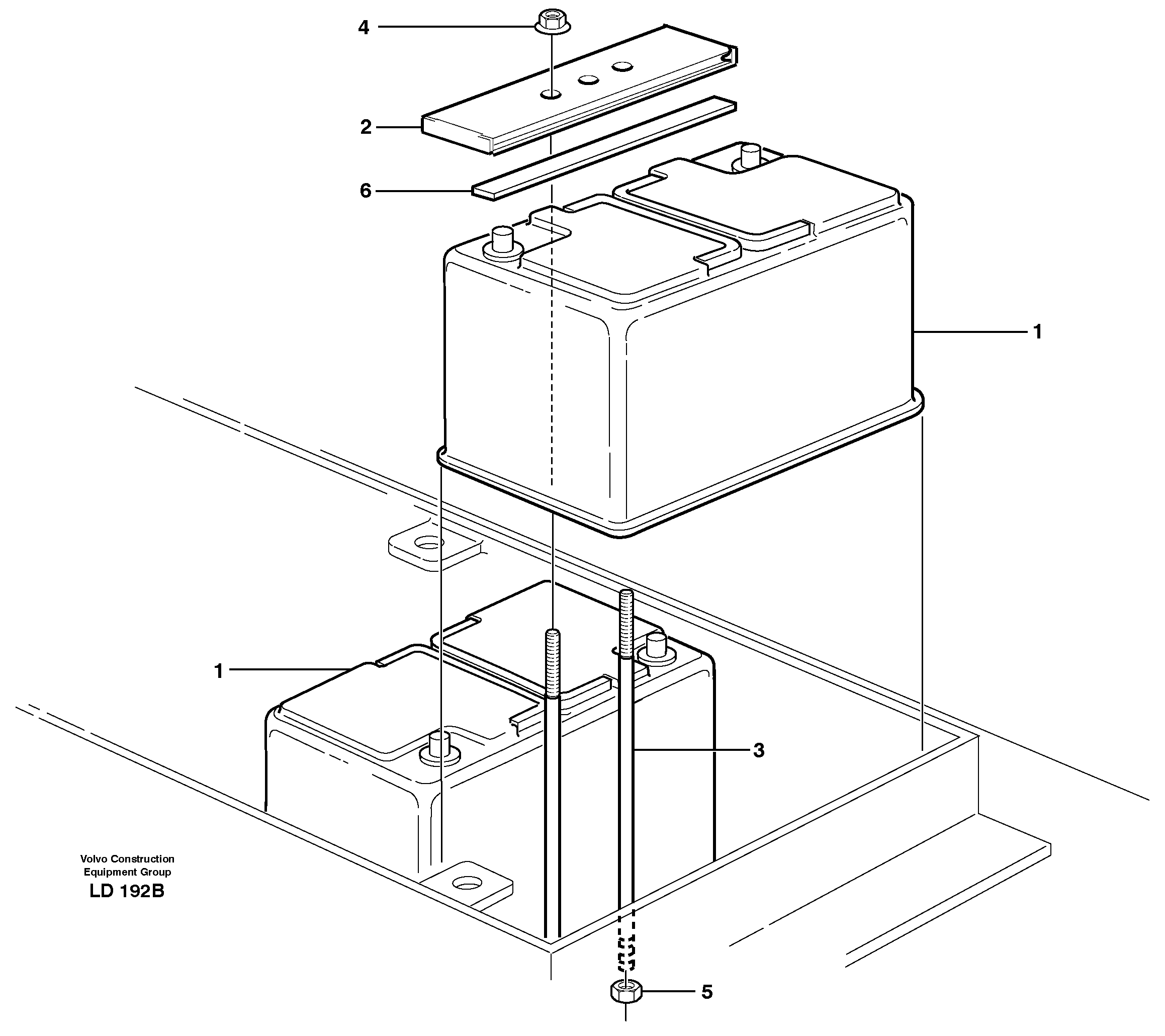 Battery with assembling details — volvo parts diagram