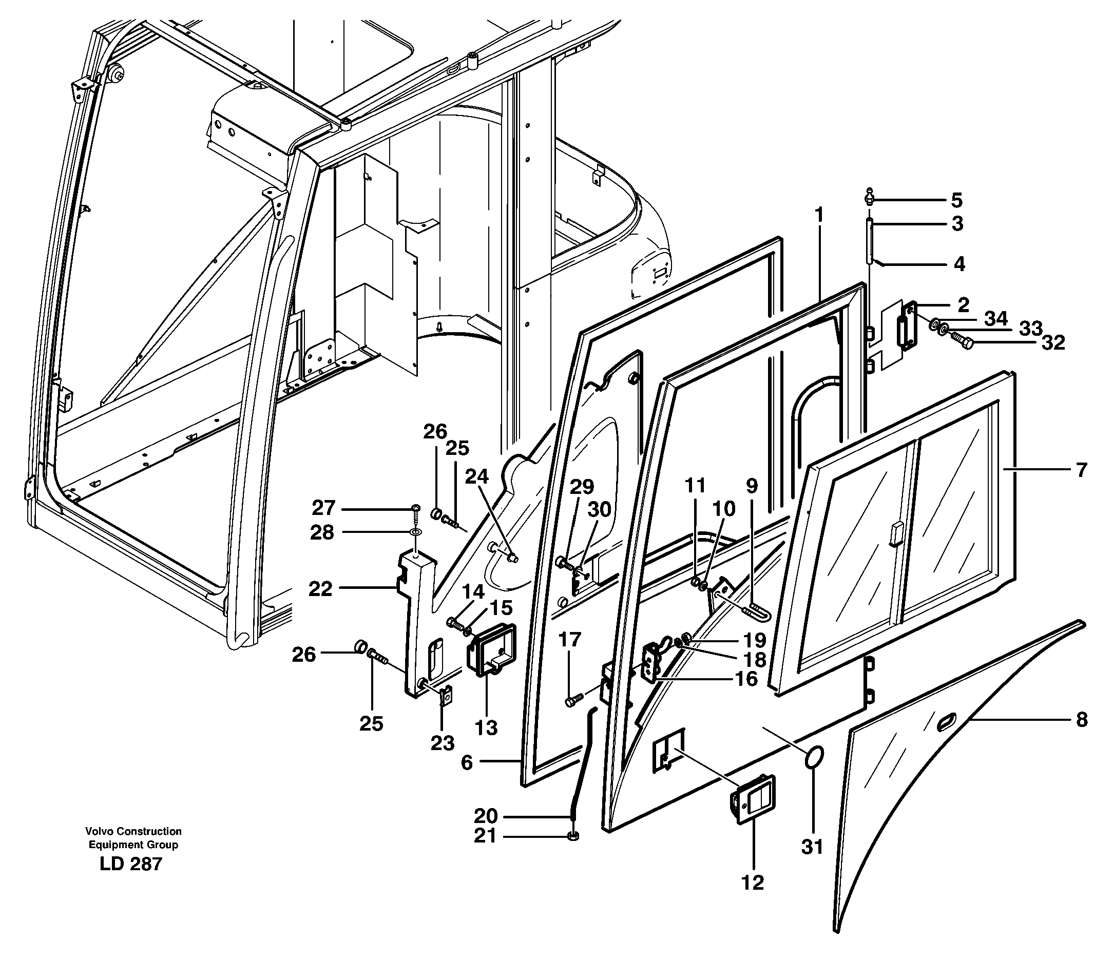 Door, operator's cab — volvo parts diagram