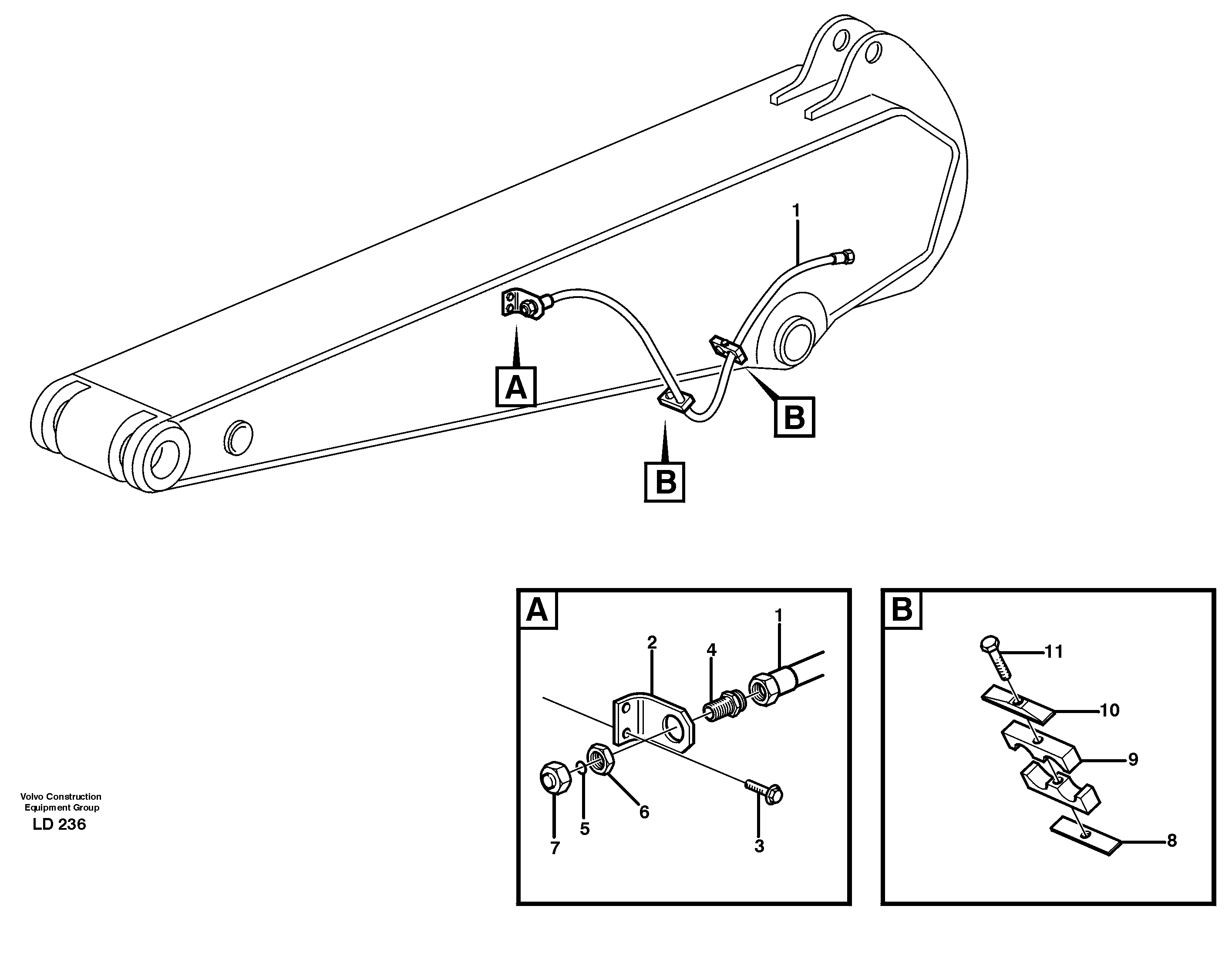Hydr. equipm. on dipper arm, X1  14303042, 14303043, 14303044, 14303045 — volvo parts diagram