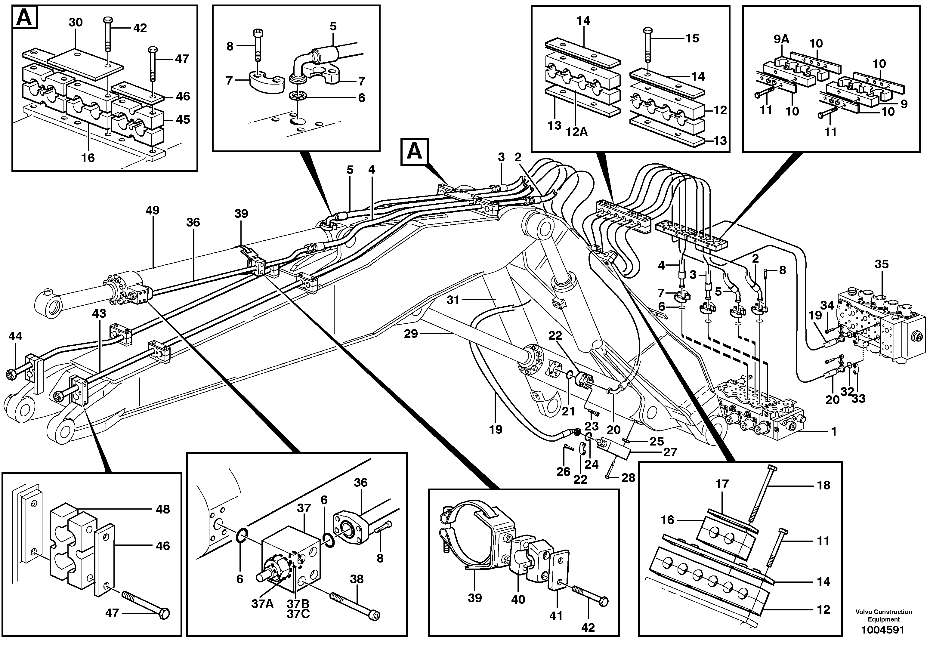 Hydraulic system, adjustable boom  14302828, 5,1M — volvo parts diagram