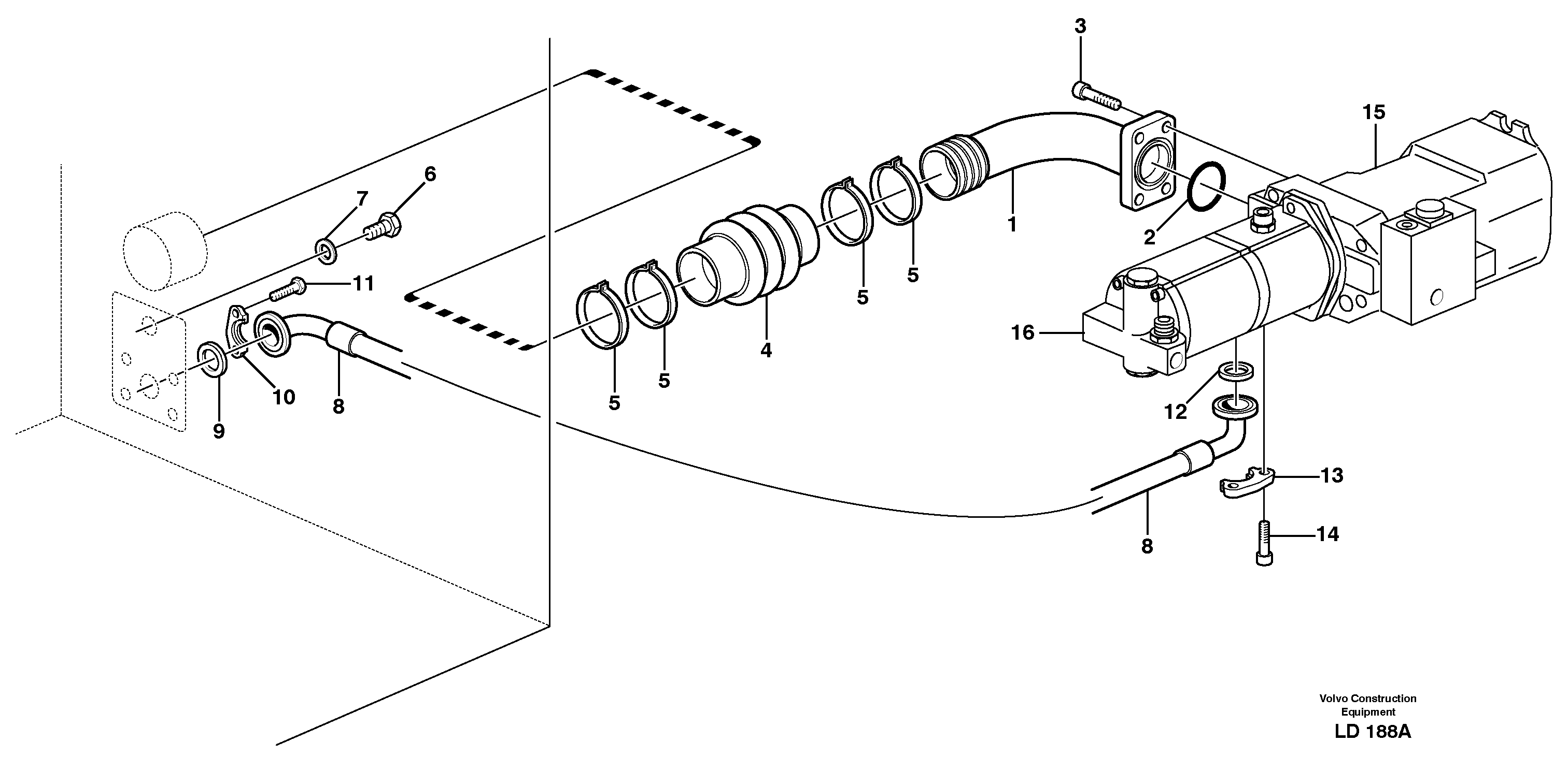 Hydraulic system suction lines — volvo parts diagram