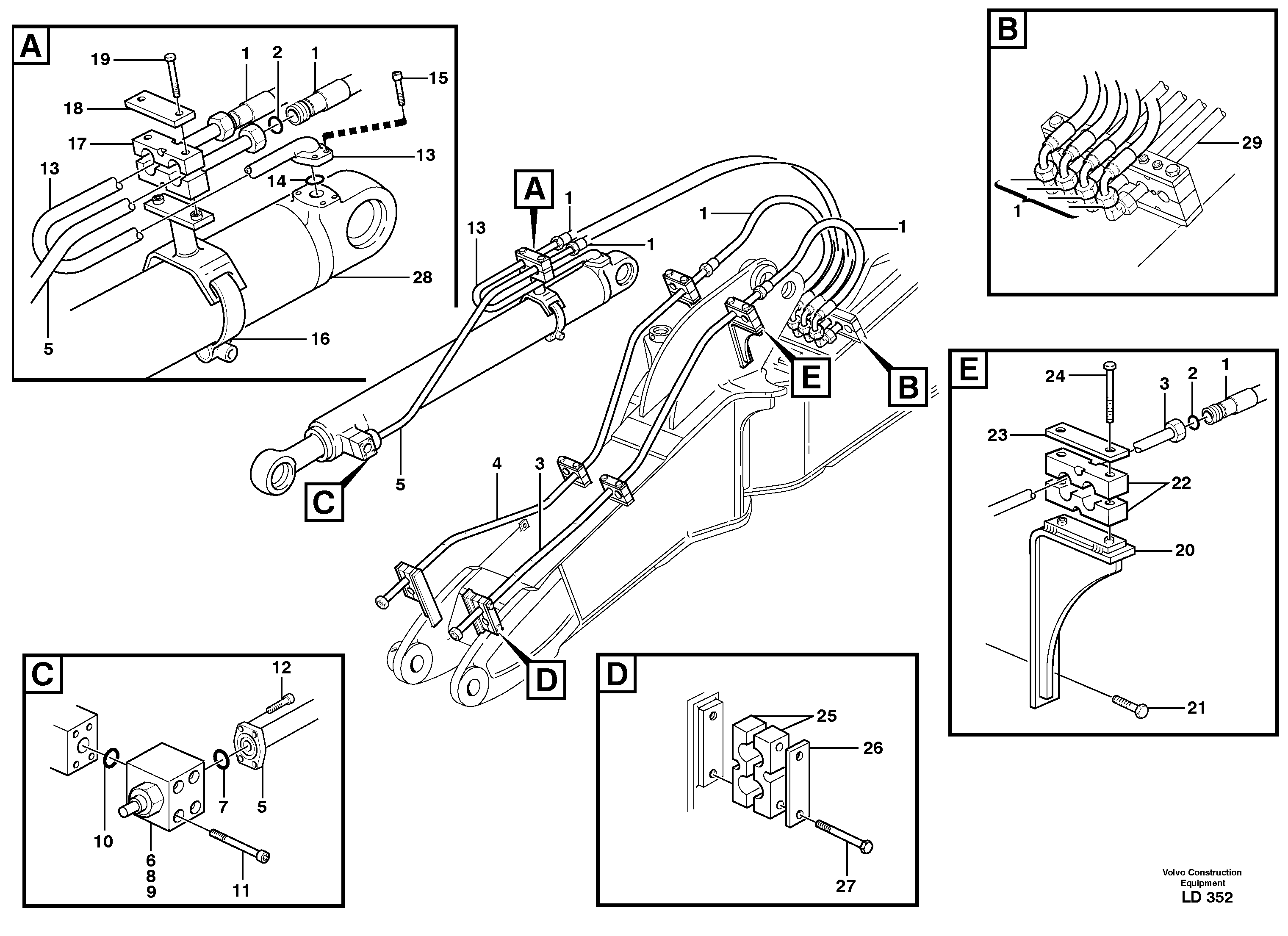 Hydr. equipm. on boom, front, offset  14302829 — volvo parts diagram