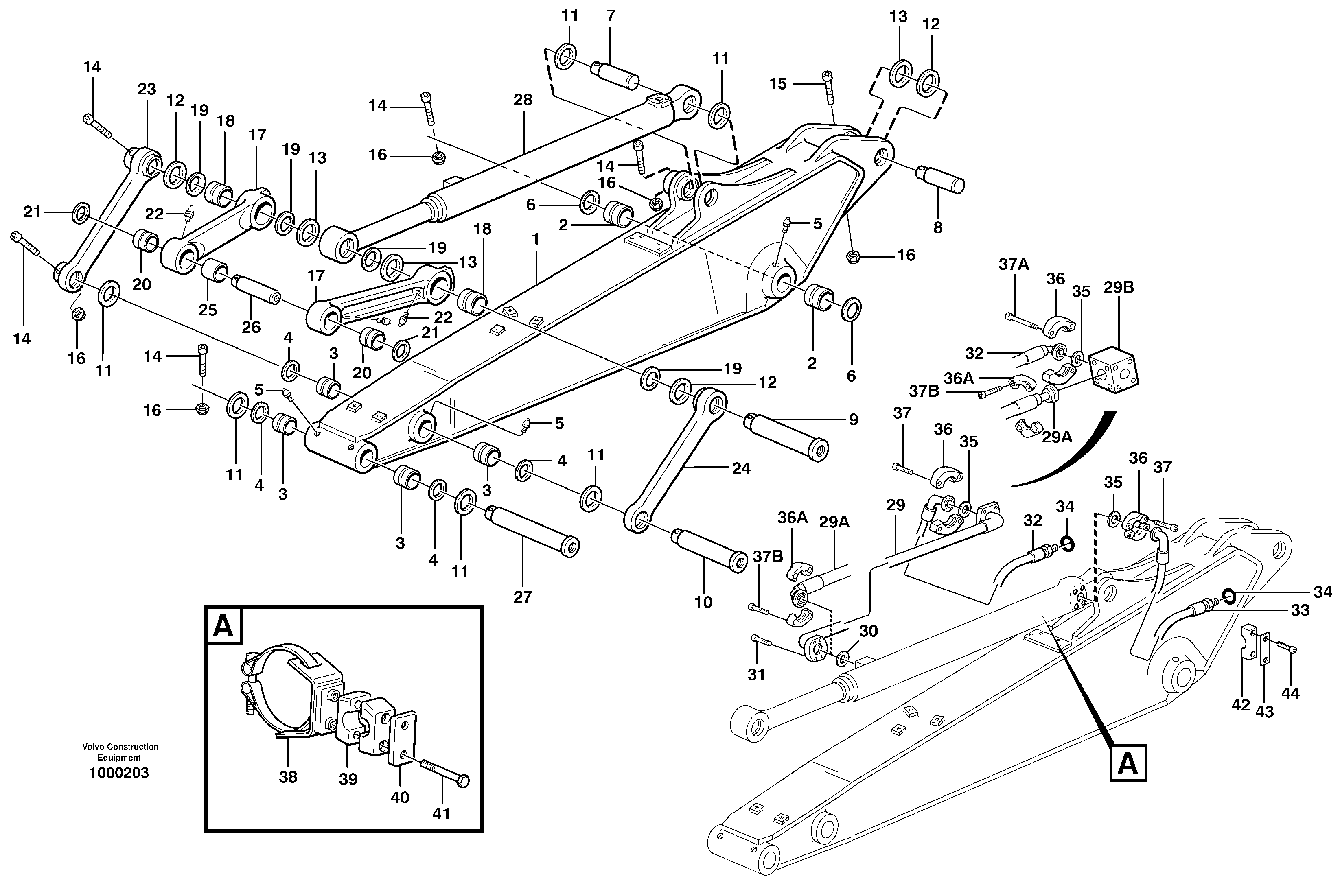 Dipper arm incl. connect.  14303103, 14303104, 14303105 — volvo parts diagram