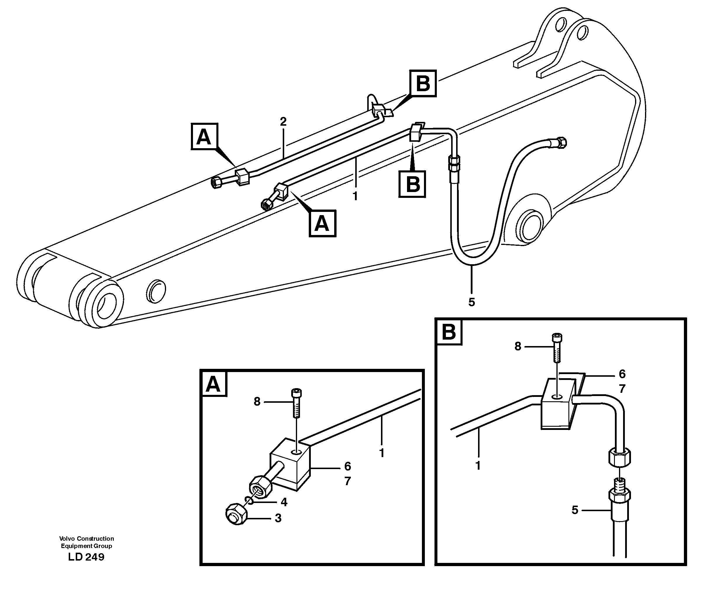 Hydr. equipm. on dipper arm, X3  14303053, 14303054, 14303056 — volvo parts diagram