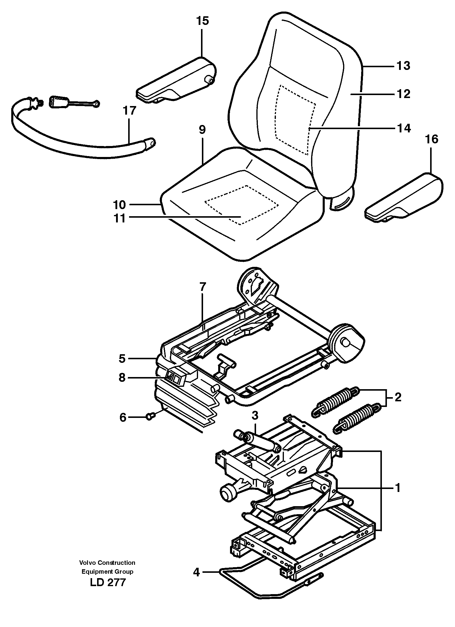 Operator seat, Isri  14302813, 14303037 — volvo parts diagram