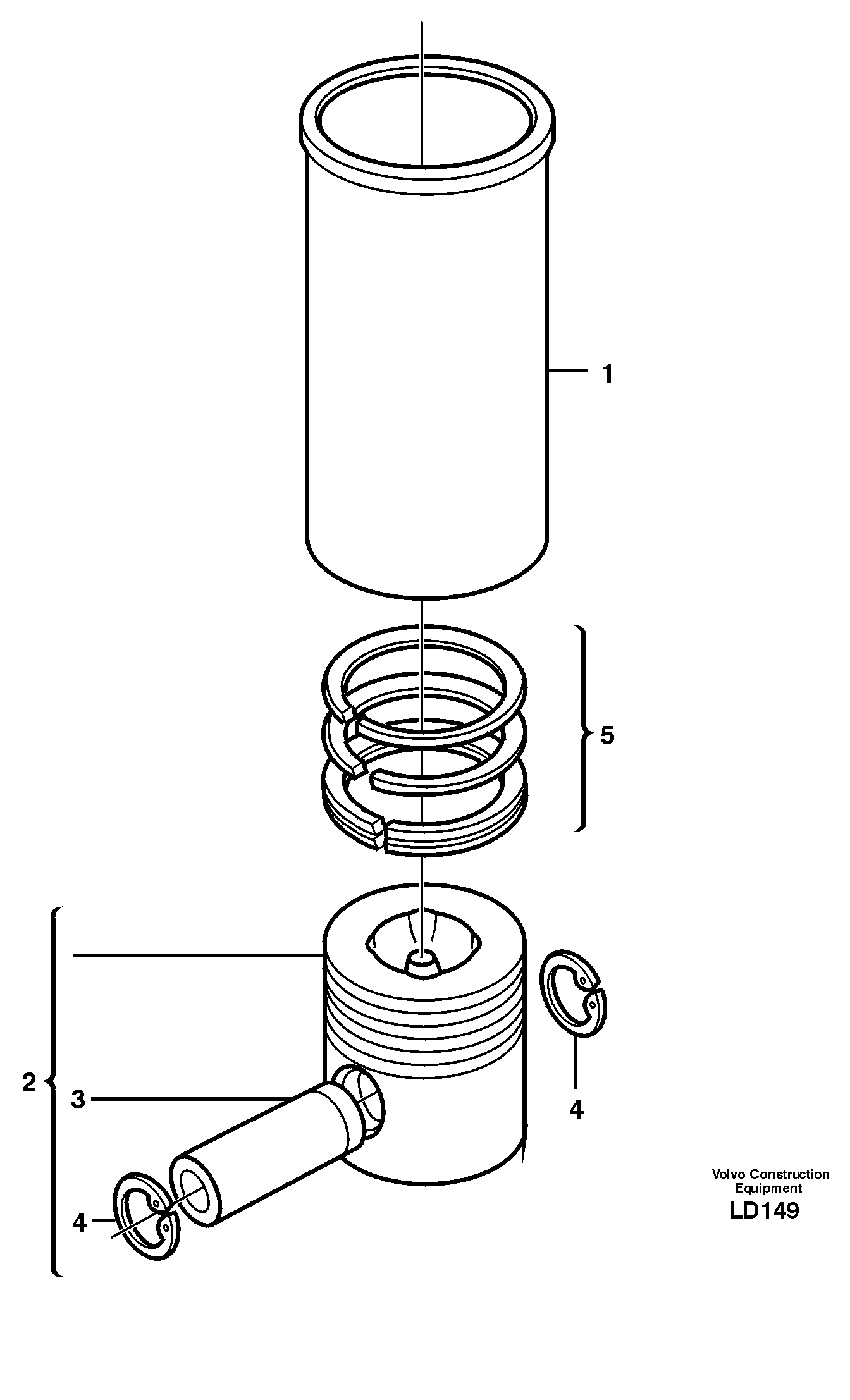 Cylinder liner and piston — volvo parts diagram
