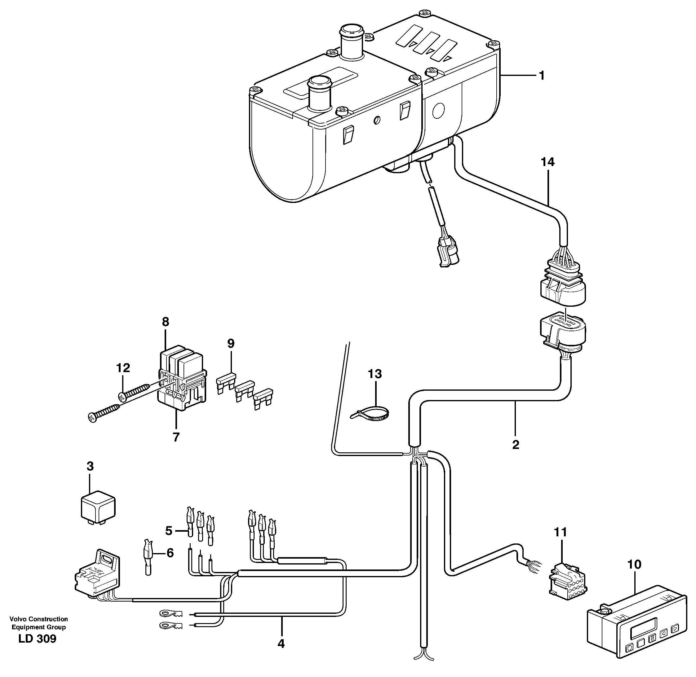 Electric installation, diesel heater  14302818 — volvo parts diagram