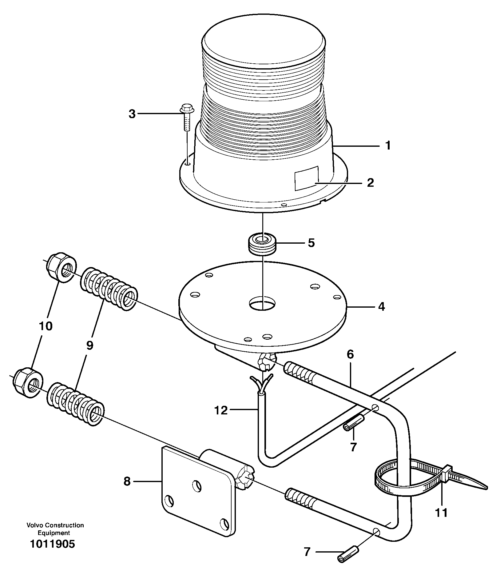 Revolving warning light.  82199 — volvo parts diagram