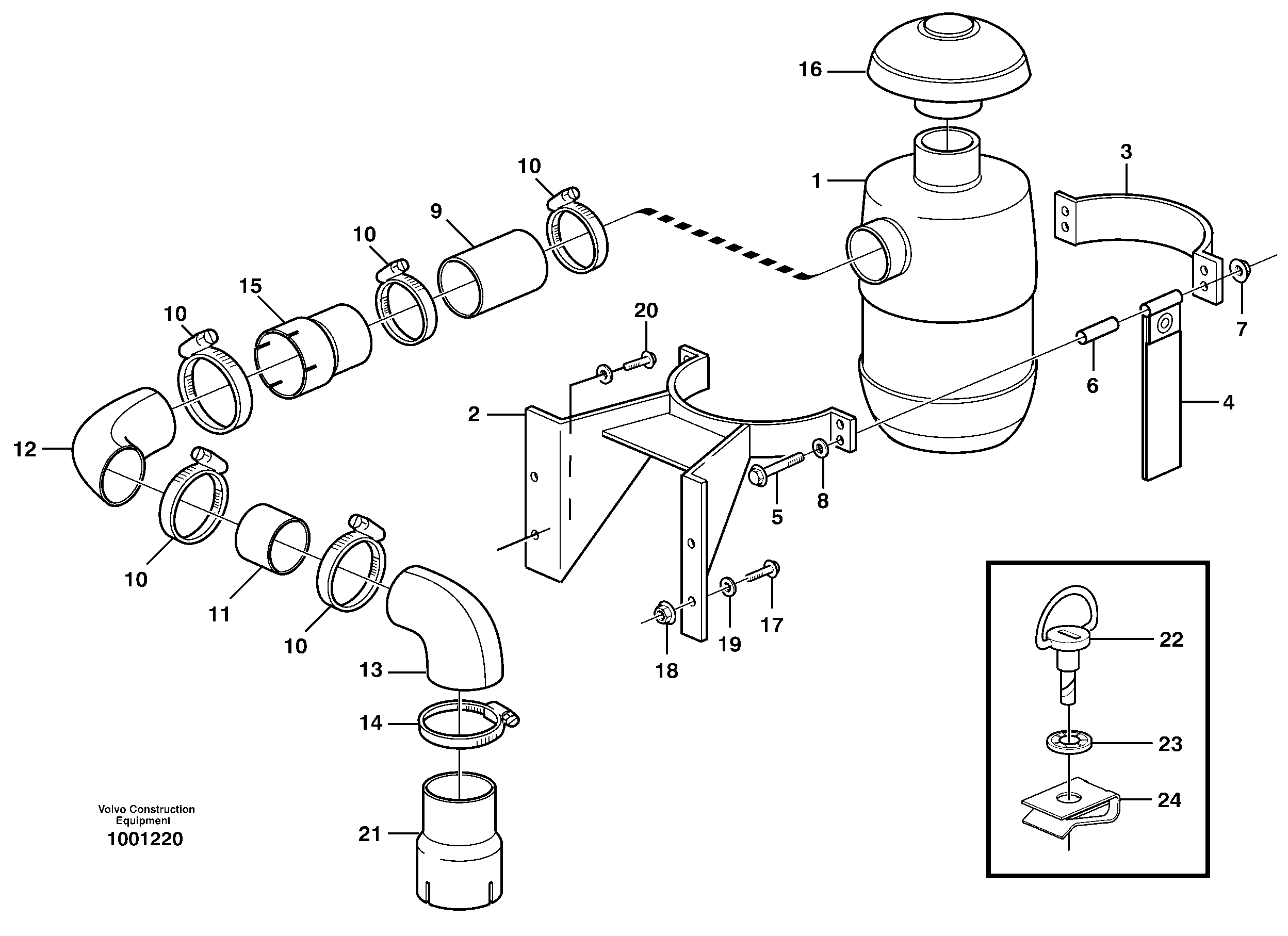 Air filter with fitting parts  80396 — volvo parts diagram
