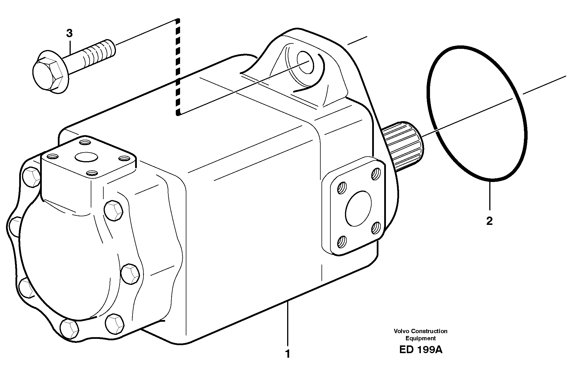Hydraulic pump with fitting parts — volvo parts diagram