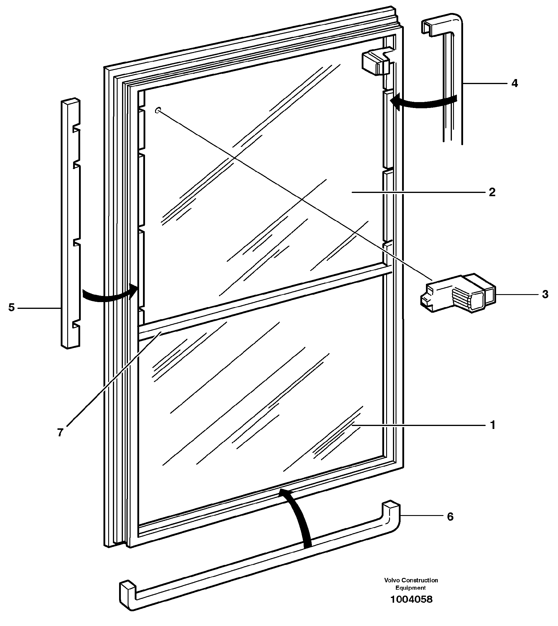 Sliding window.  93786, 93787 — volvo parts diagram
