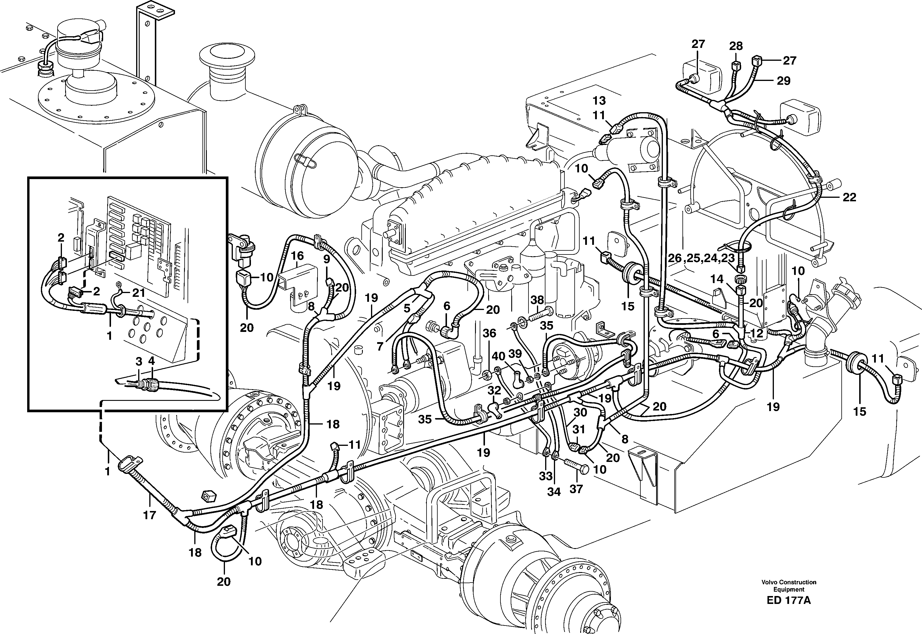 Cable harnesses, rear — volvo parts diagram
