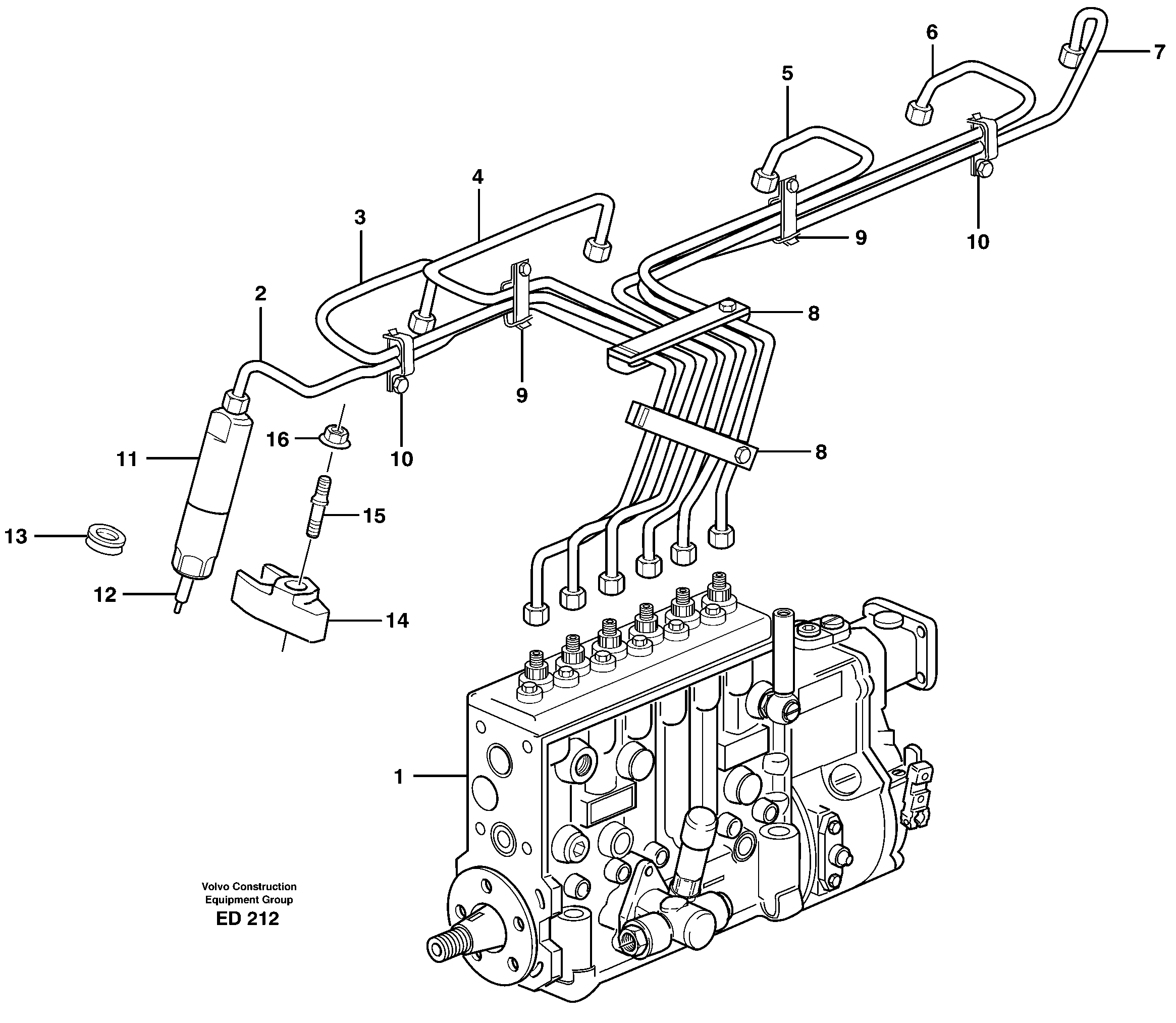 Fuel lines, injectors — volvo parts diagram