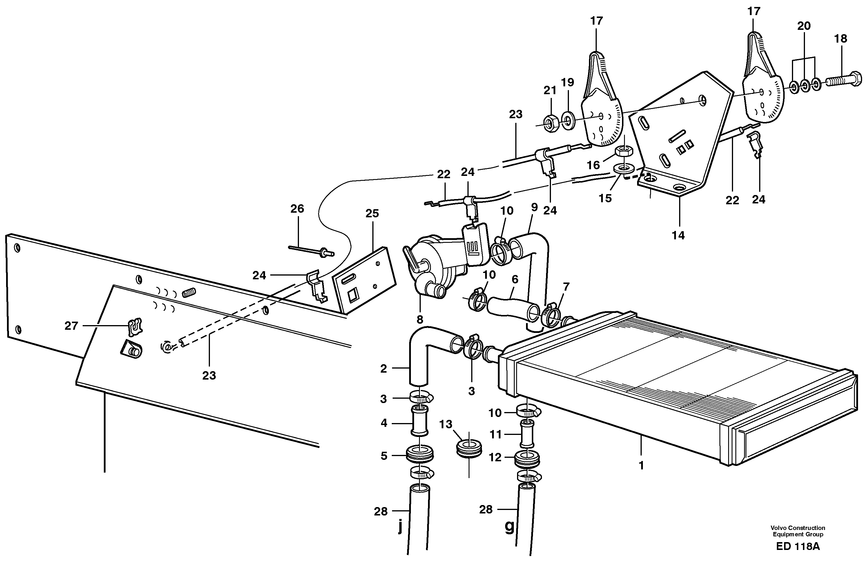 Radiator and control — volvo parts diagram