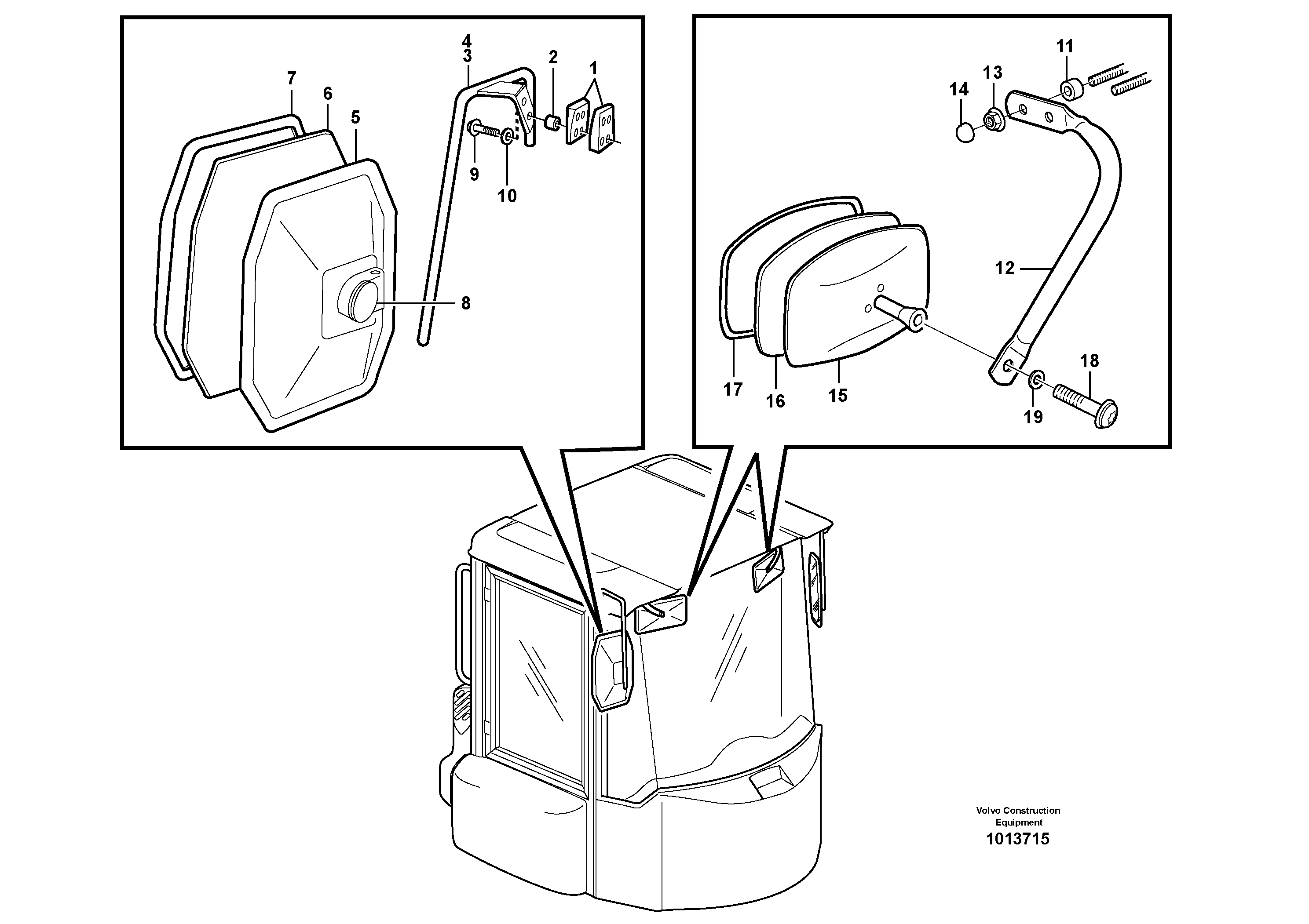 Rear view mirror — volvo parts diagram