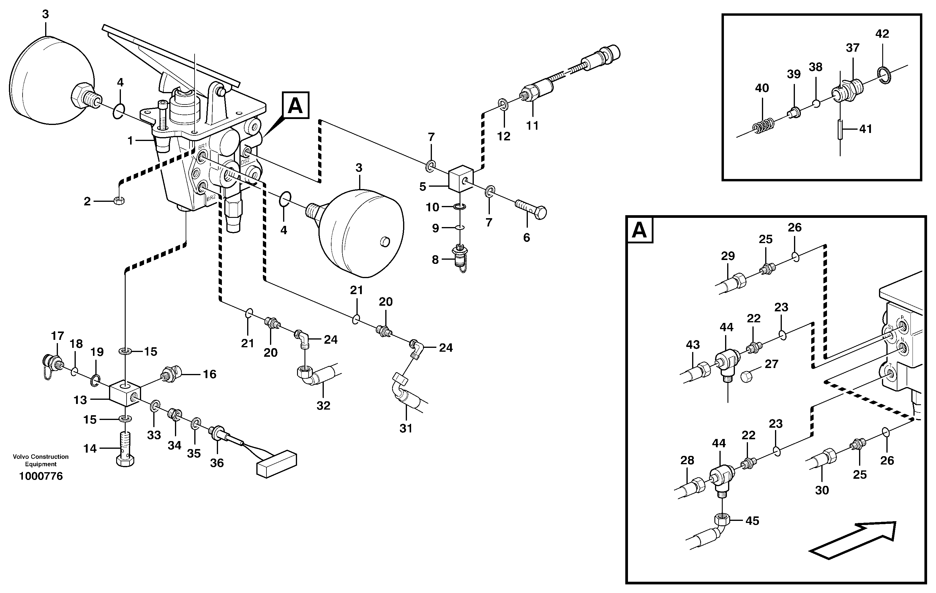 Foot brake valve with clutches — volvo parts diagram