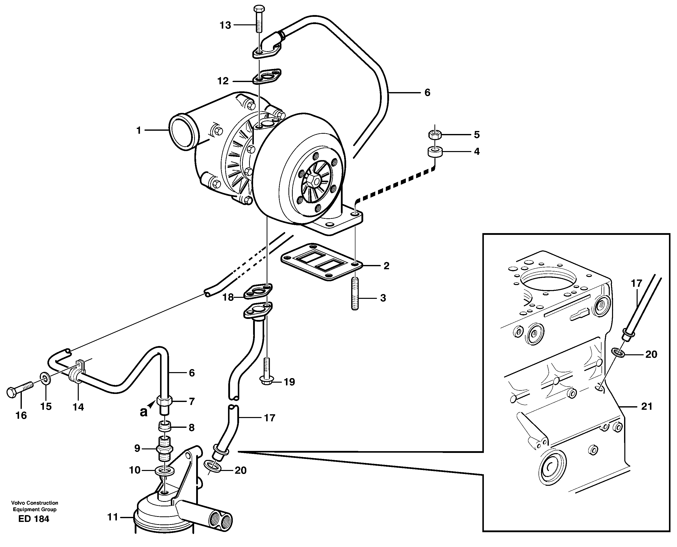 Turbocharger with fitting parts — volvo parts diagram