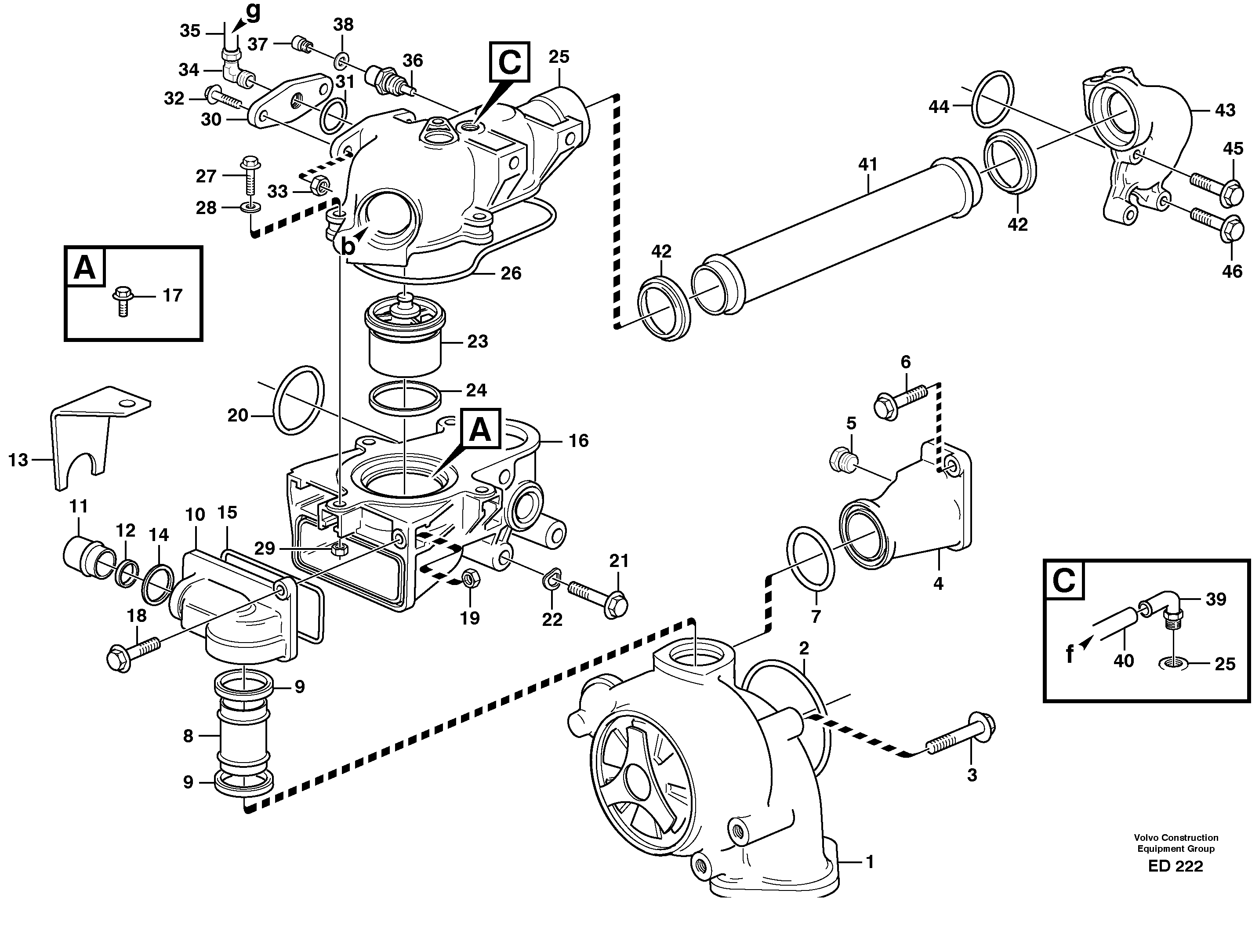 Water pump, thermostat housing — volvo parts diagram
