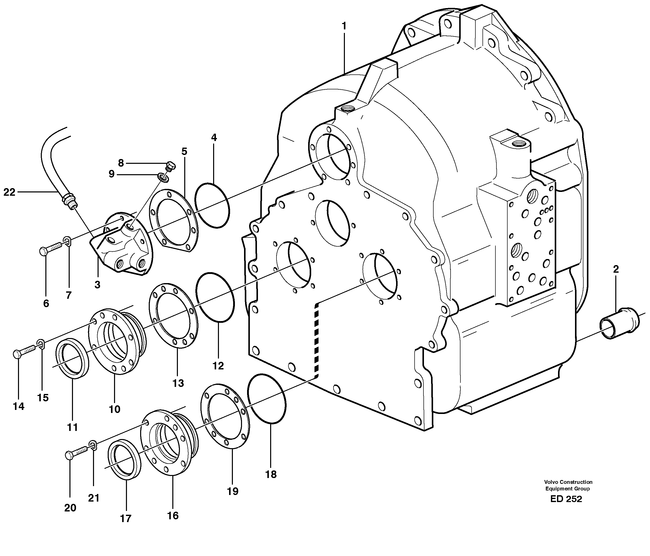 Clutch housing with fitting parts  22524, 22536 — volvo parts diagram