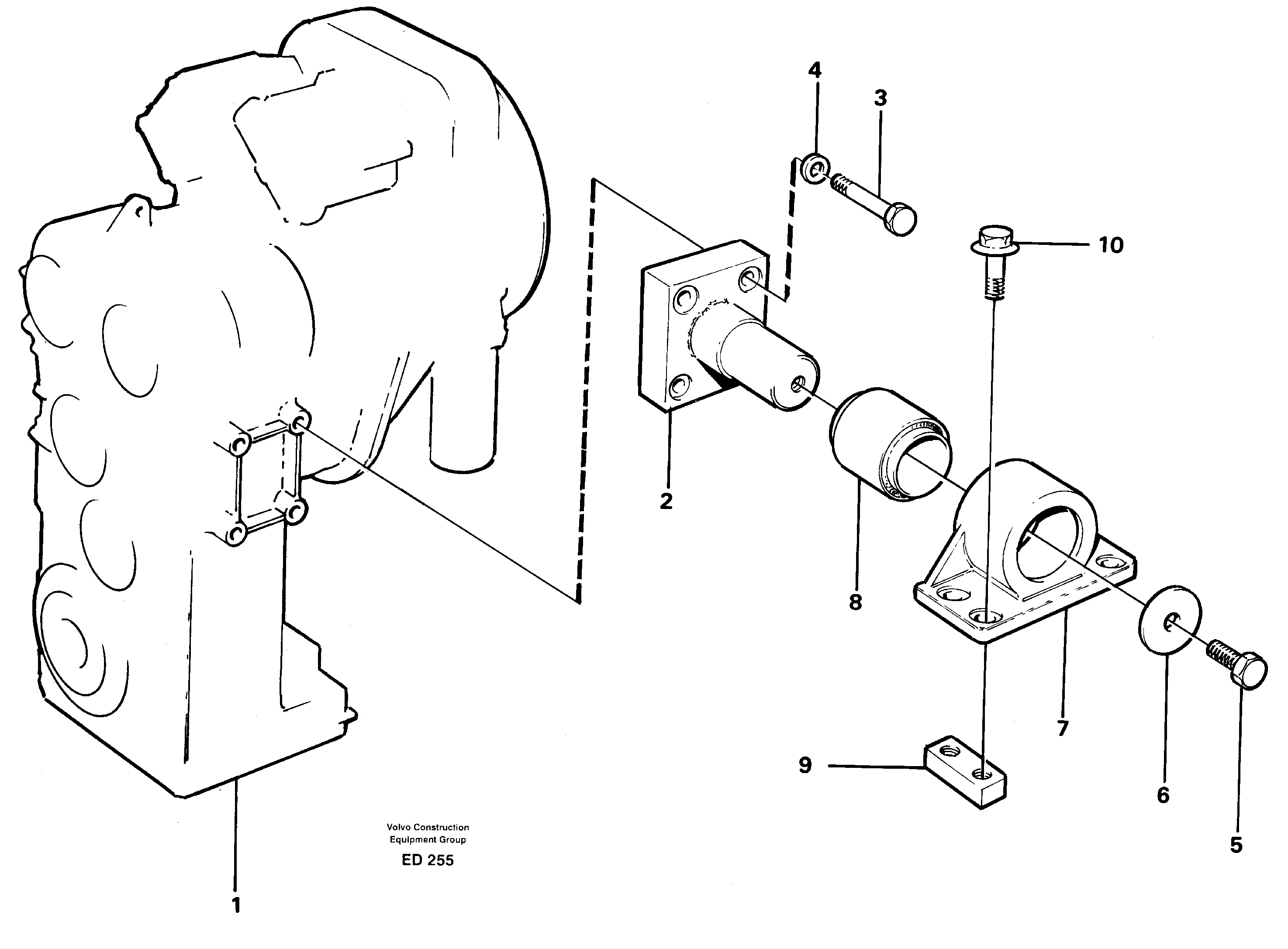 Gear box housing with fitting parts — volvo parts diagram