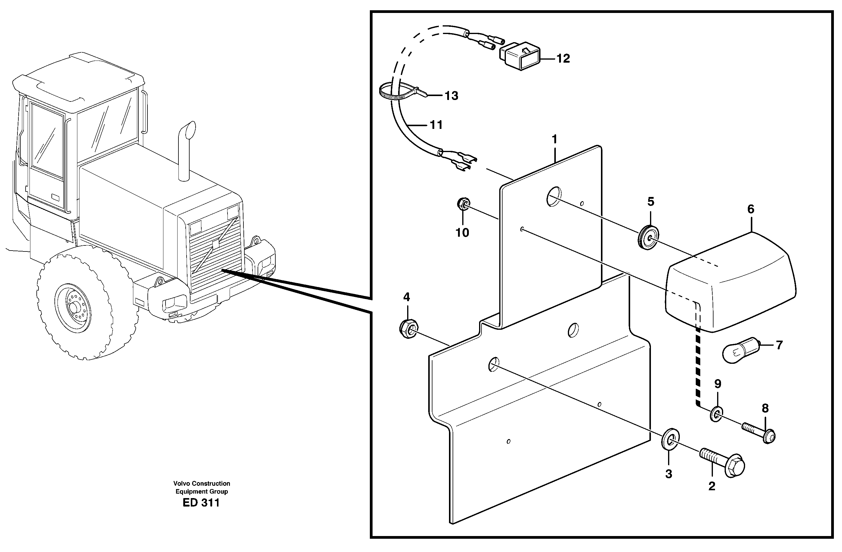 License plate lamp  80402 — volvo parts diagram