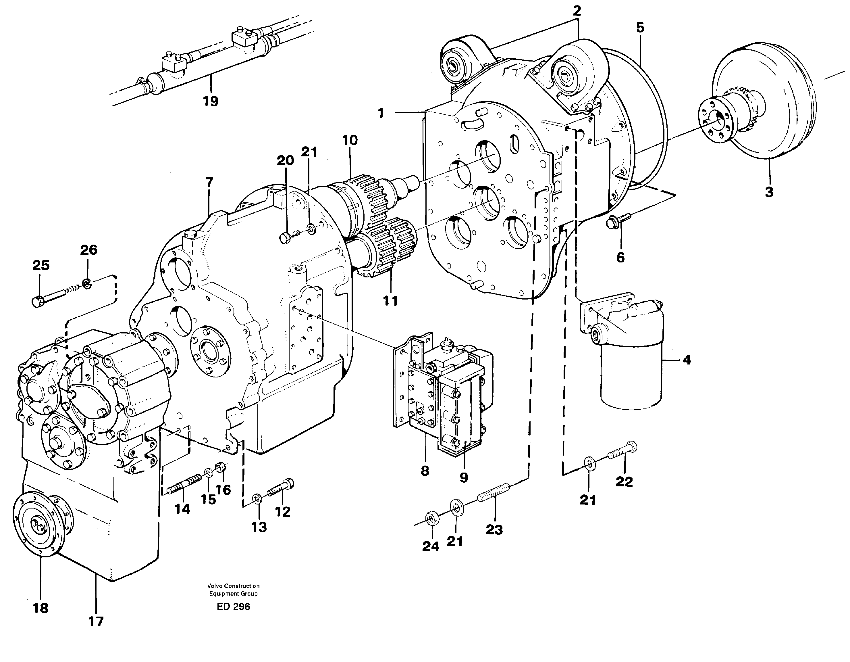 Hydraulic transmission with fitting parts — volvo parts diagram
