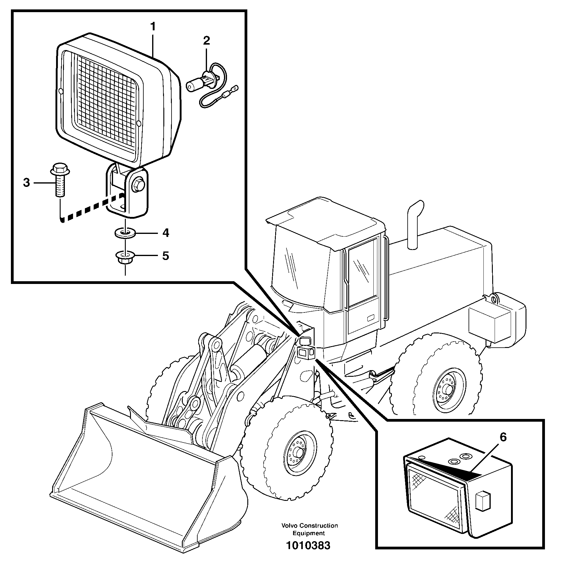 Work lights, front.  80885 — volvo parts diagram